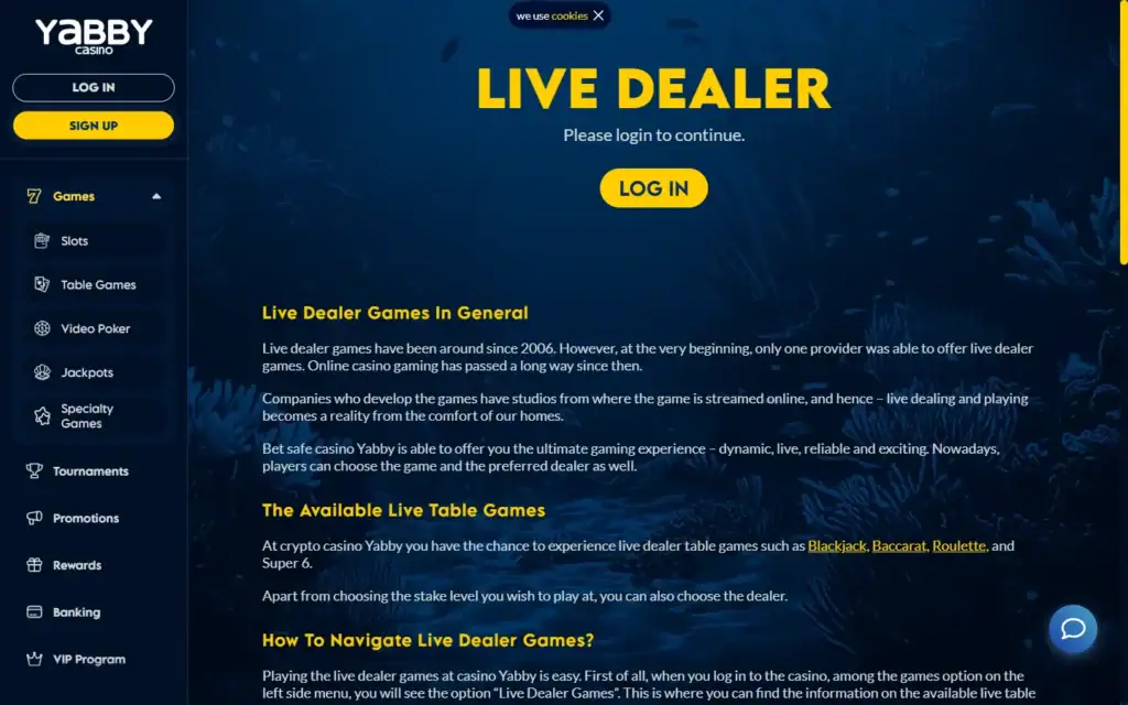 Yabby Casino: Live Casino