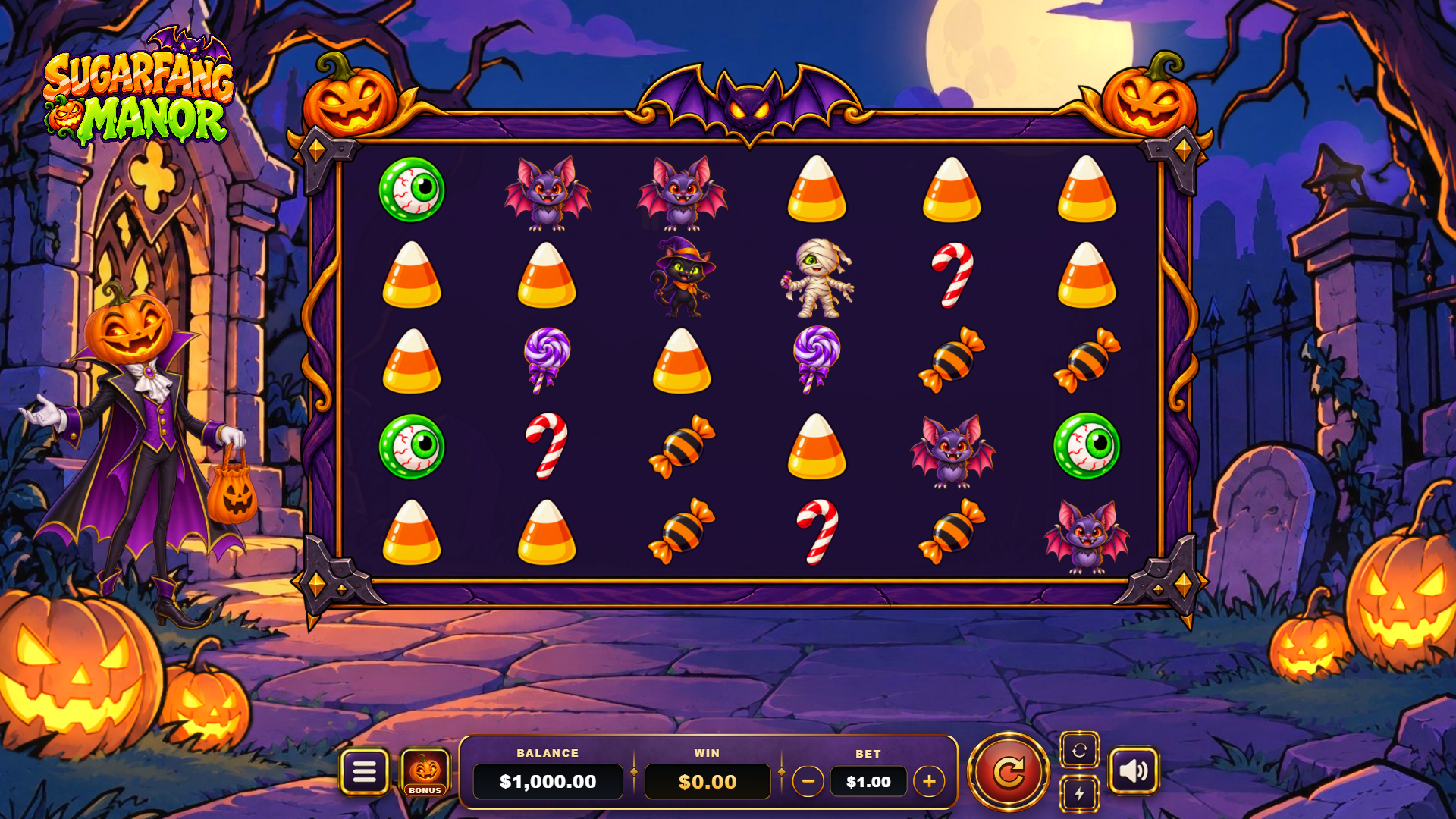 Sugarfang Manor slot gameplay reels