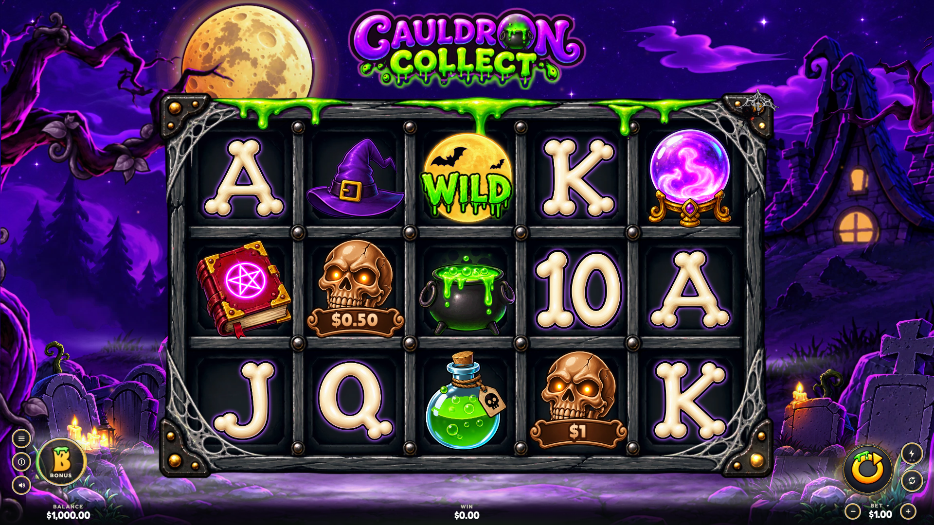 Cauldron Collect slot gameplay reels