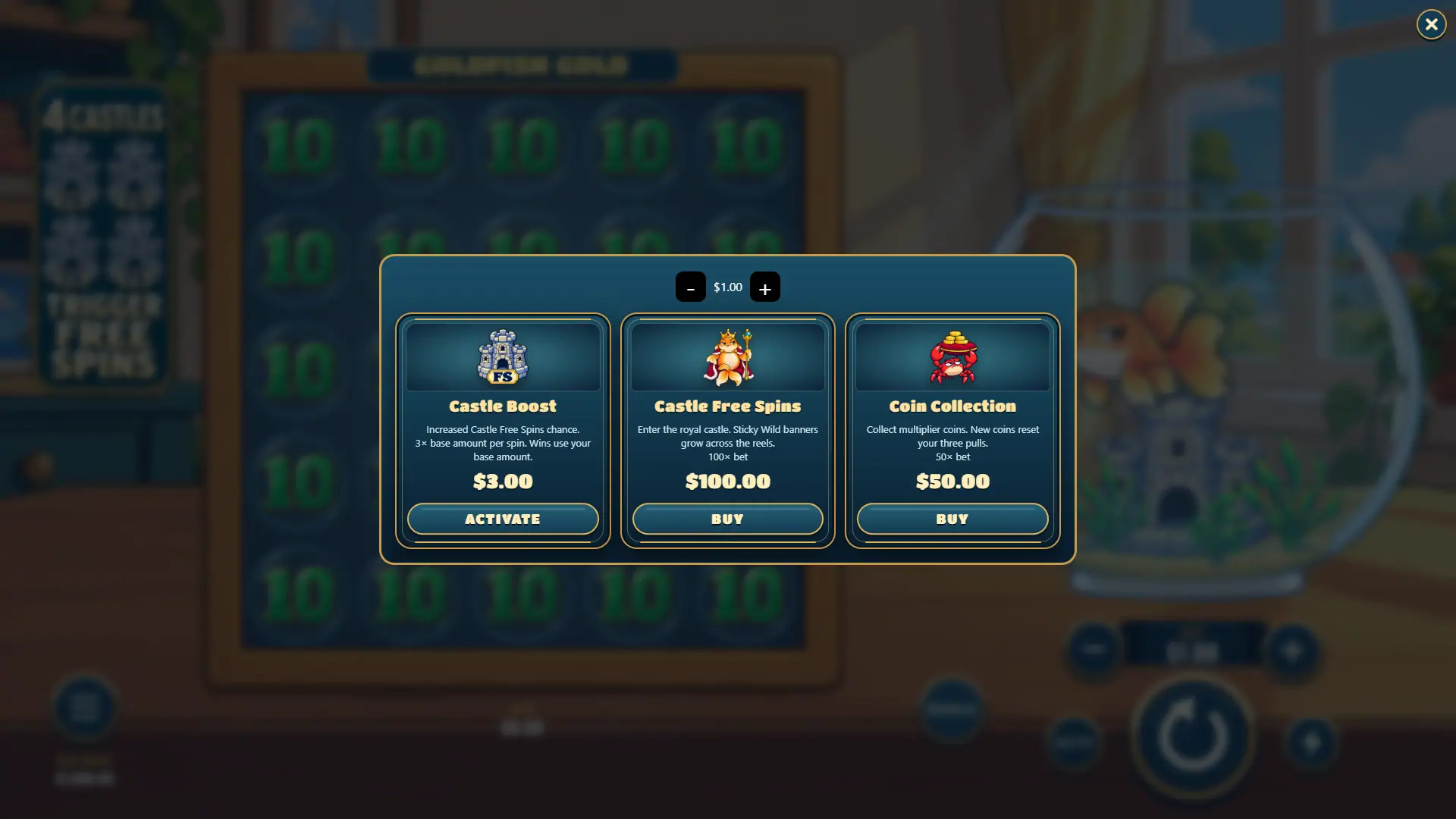 Goldfish Gold bonus buy menu