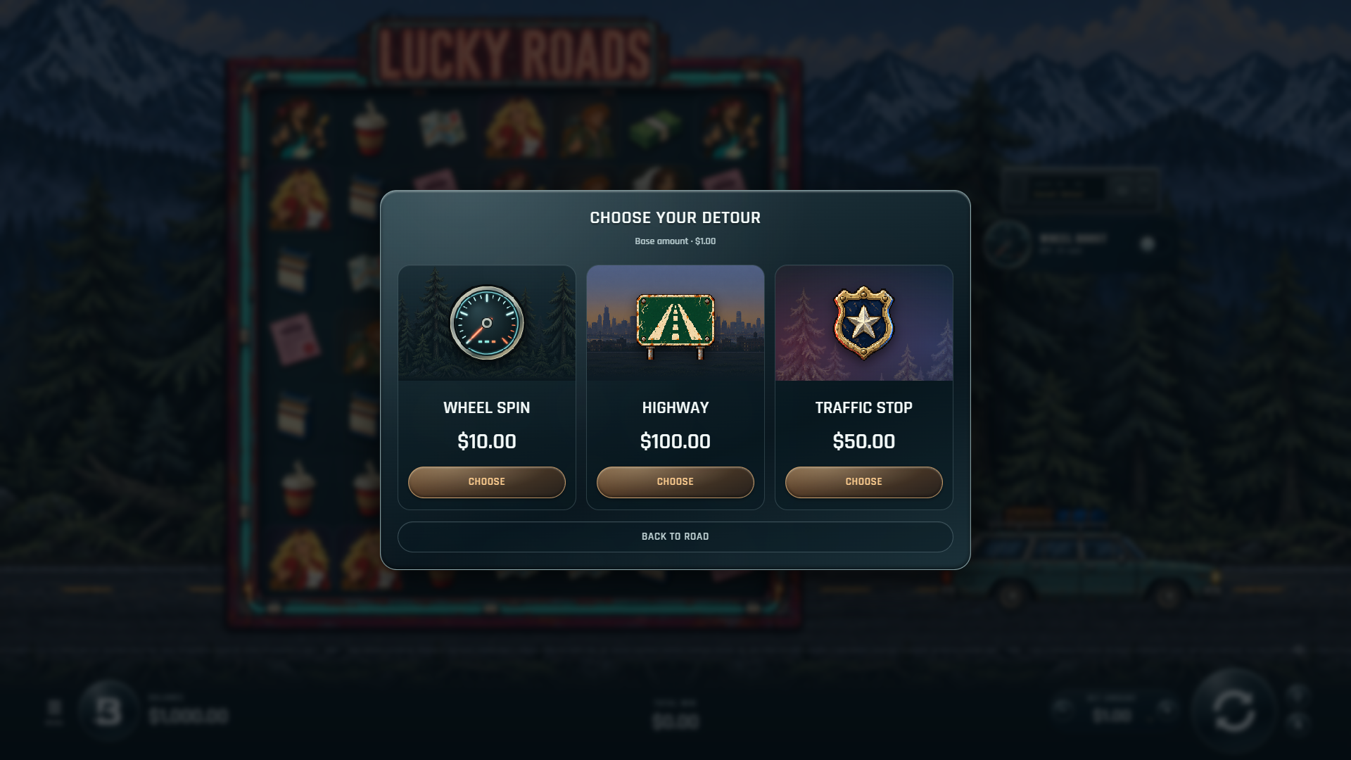 Lucky Roads bonus buy menu