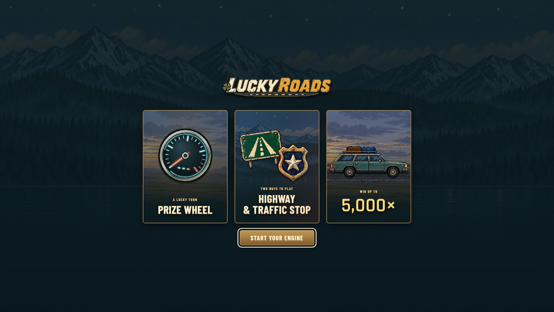 Lucky Roads slot intro screen
