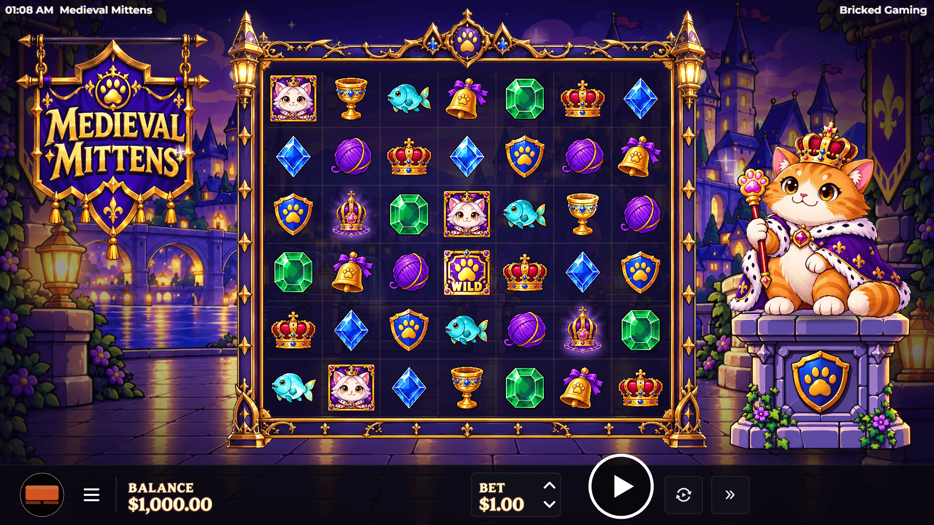 Medieval Mittens slot gameplay reels