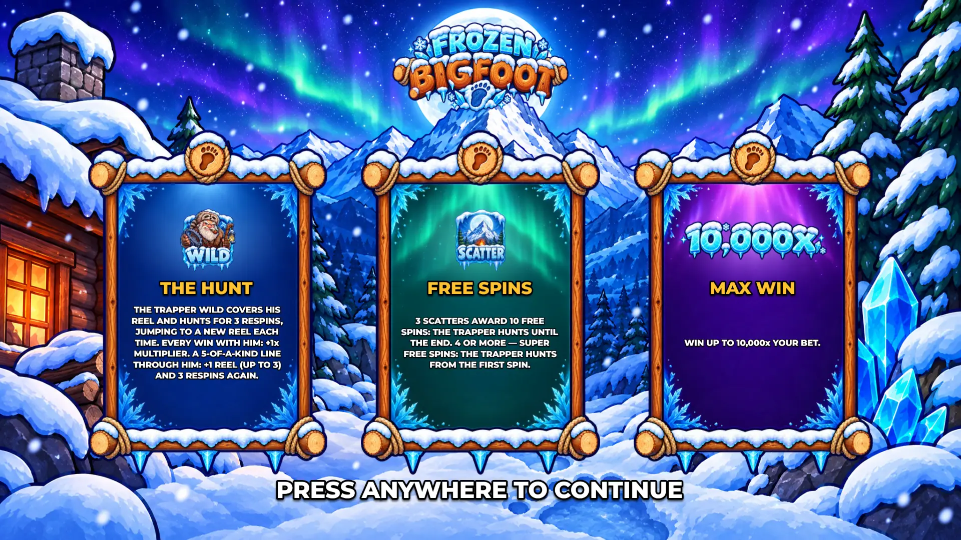 Frozen Bigfoot slot intro screen