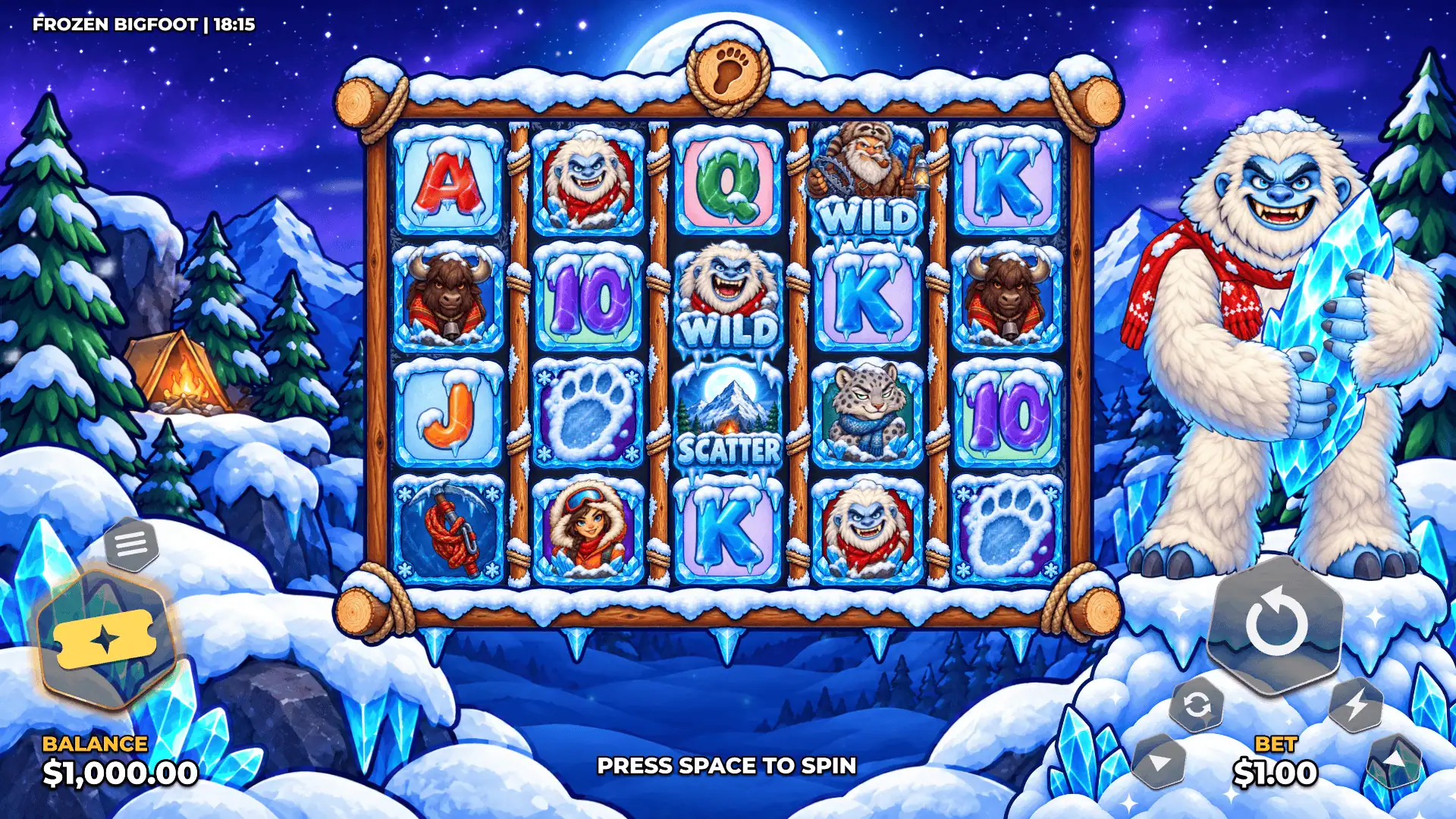 Frozen Bigfoot slot gameplay reels