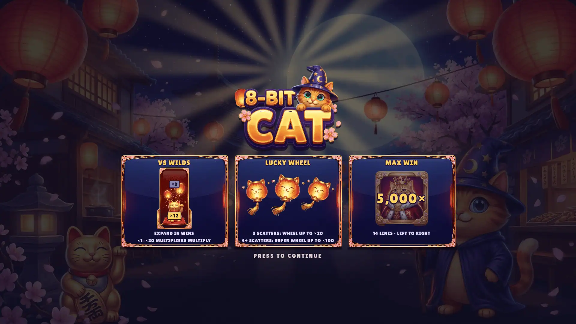 8-Bit Cat slot intro screen