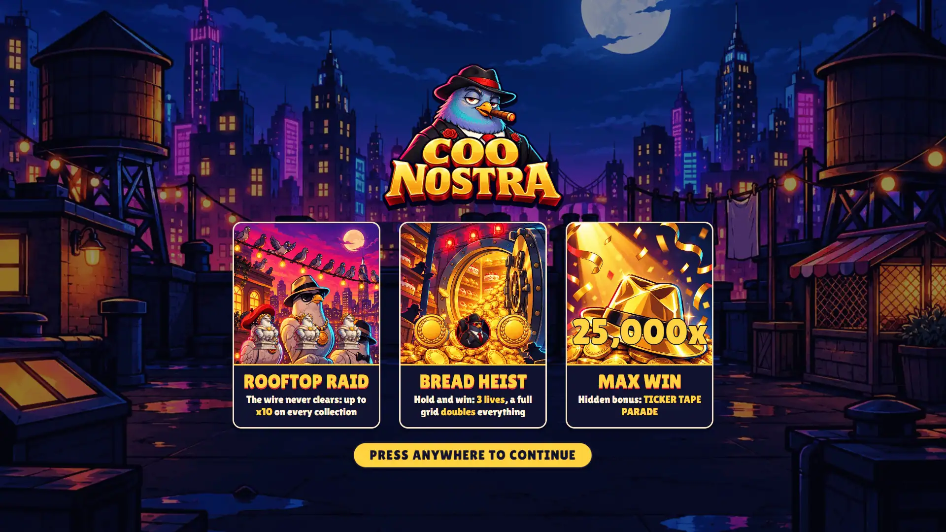 Coo Nostra slot intro screen