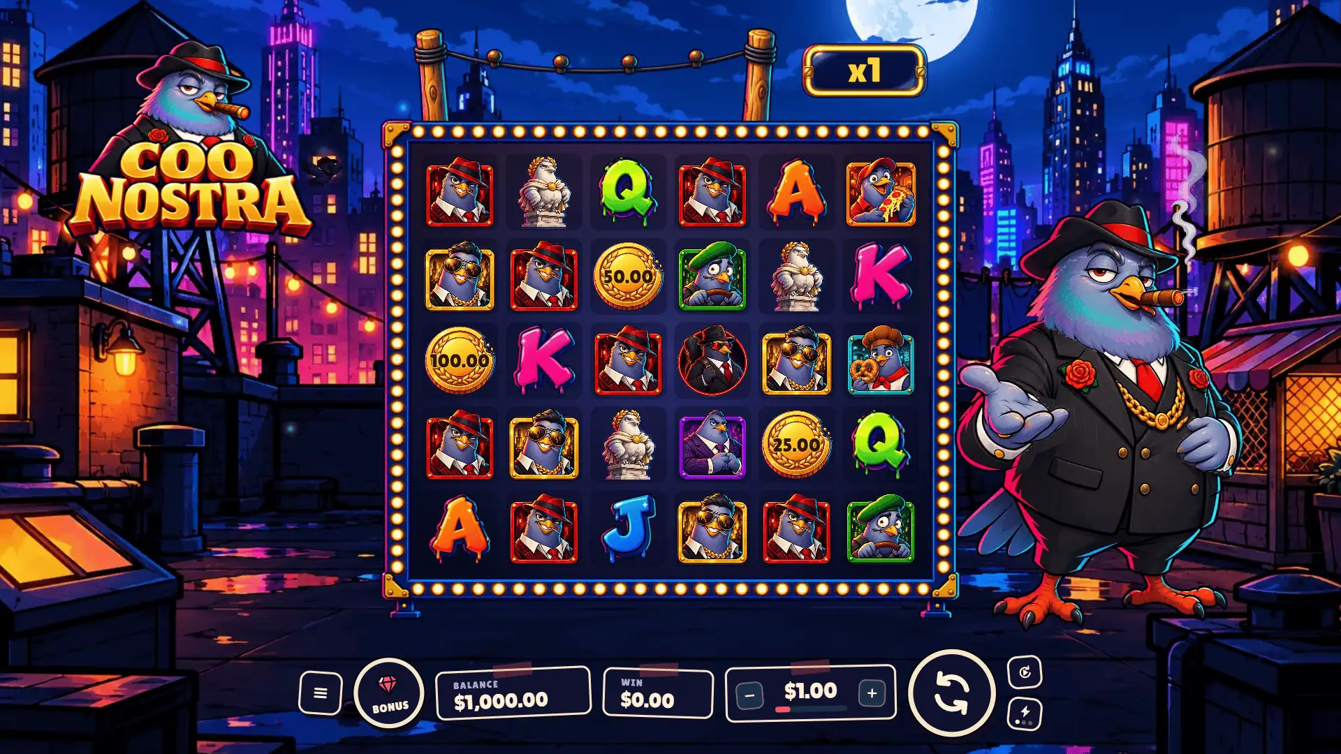 Coo Nostra slot gameplay reels