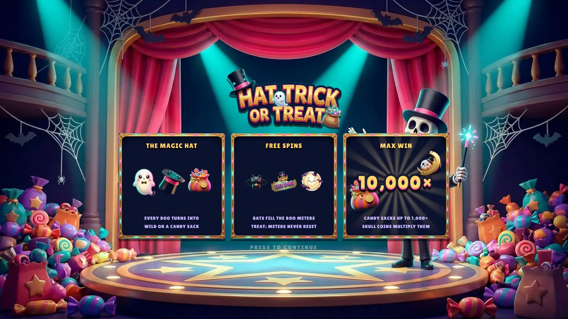 Hat Trick or Treat slot intro screen