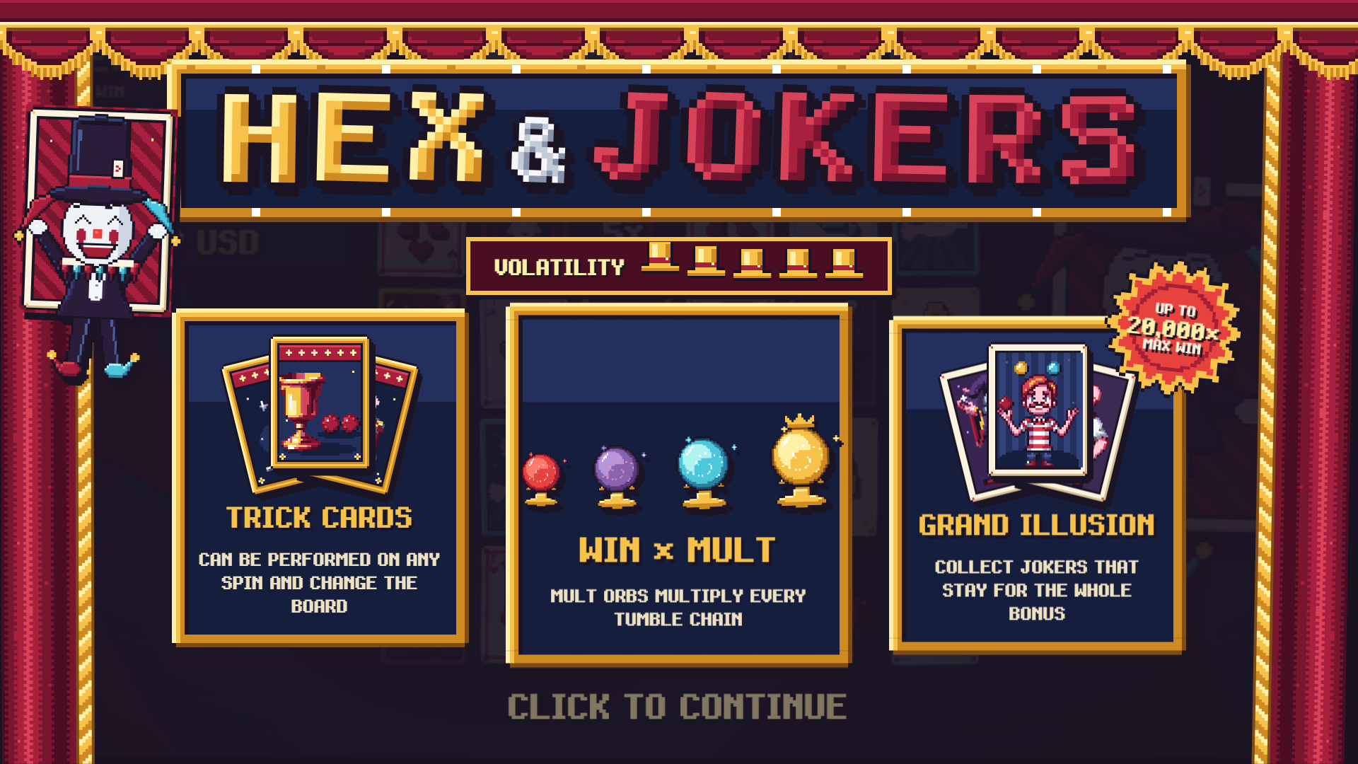 Hex & Jokers slot intro screen