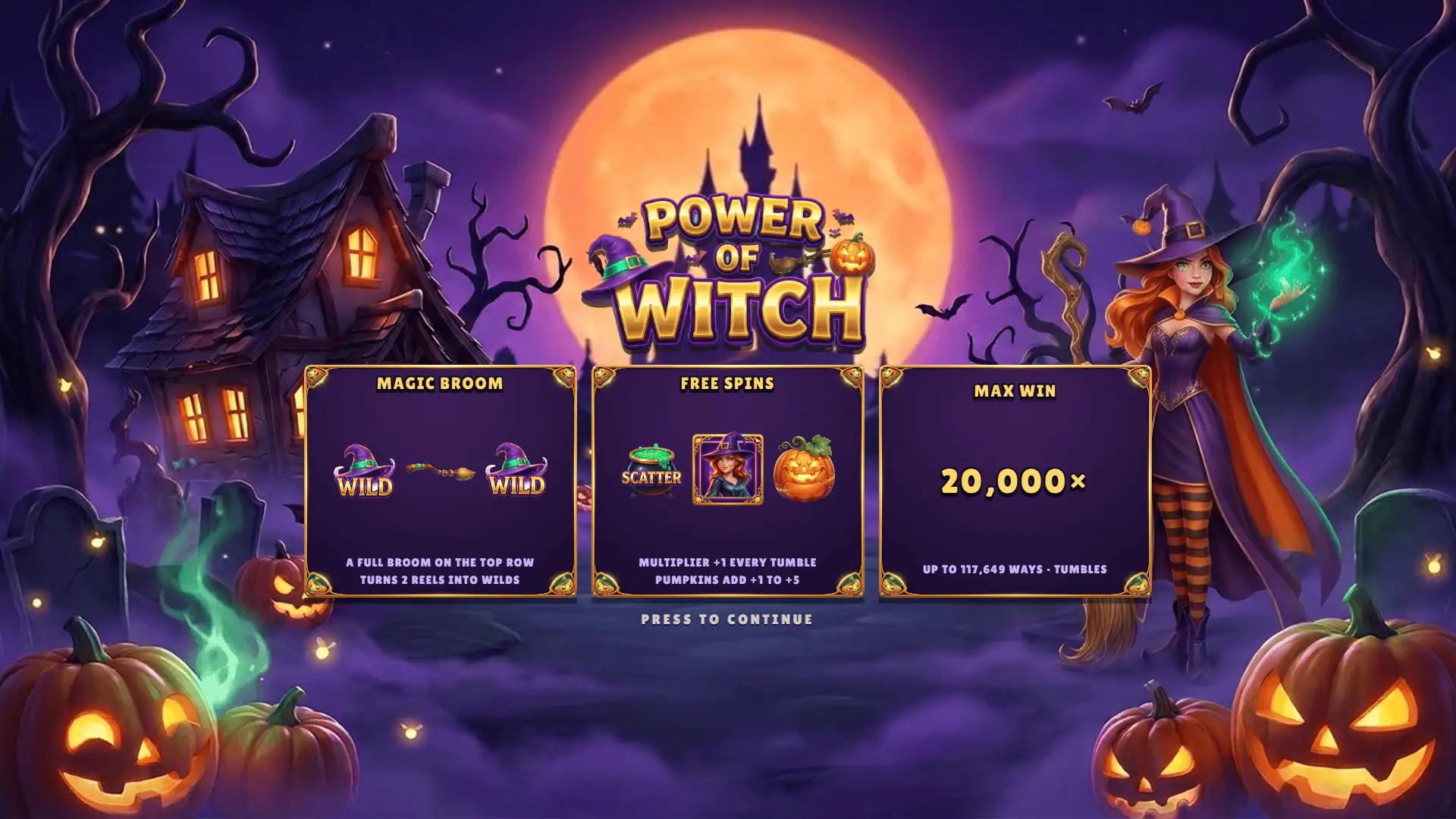 Power of Witch slot intro screen