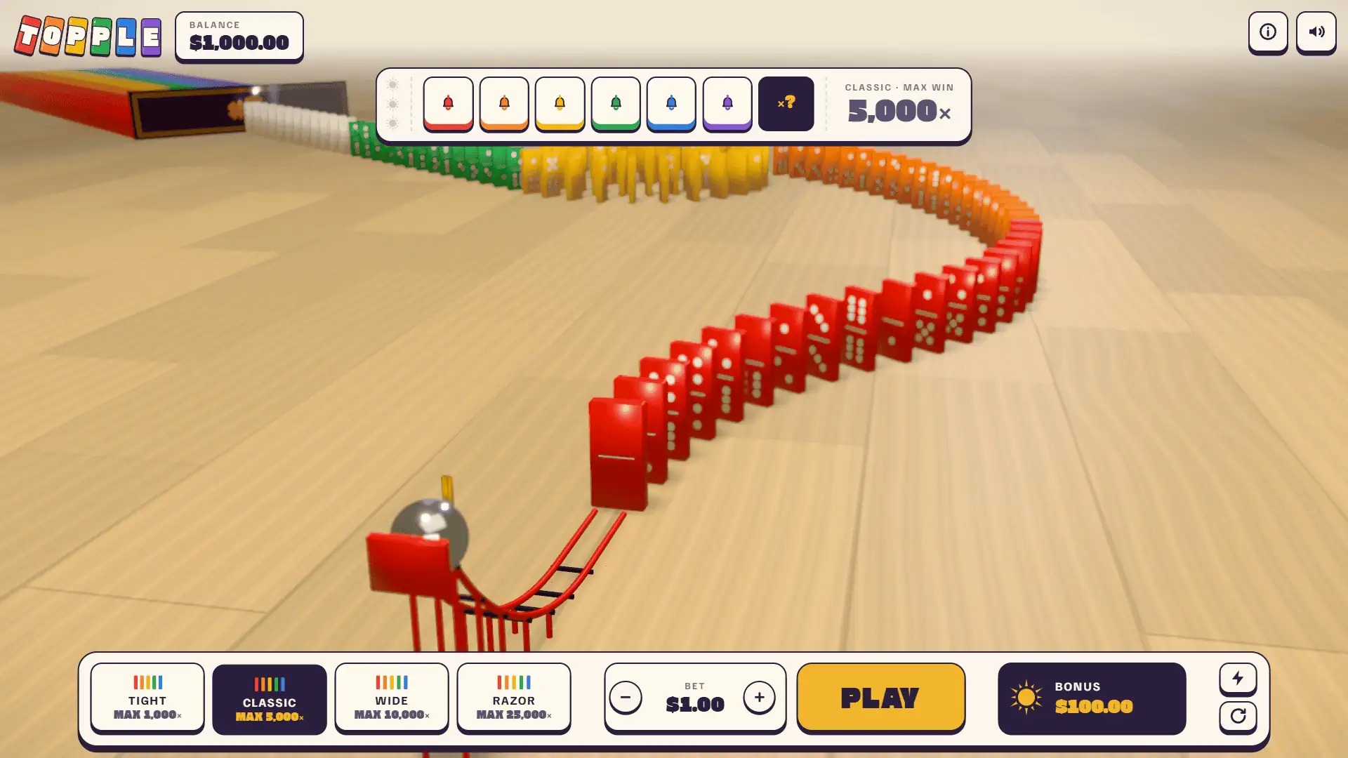 Topple slot gameplay reels