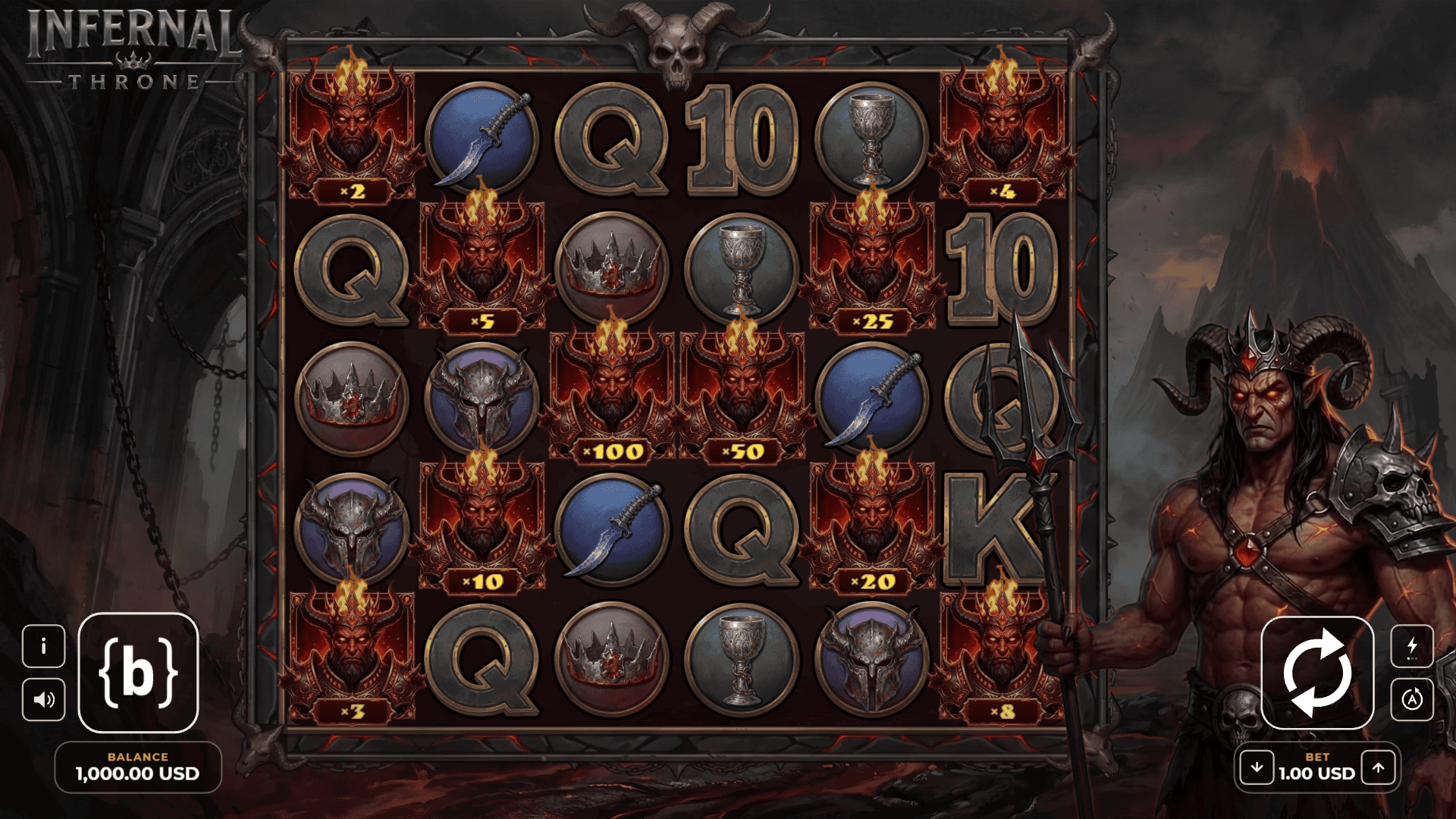 Infernal Throne slot gameplay reels
