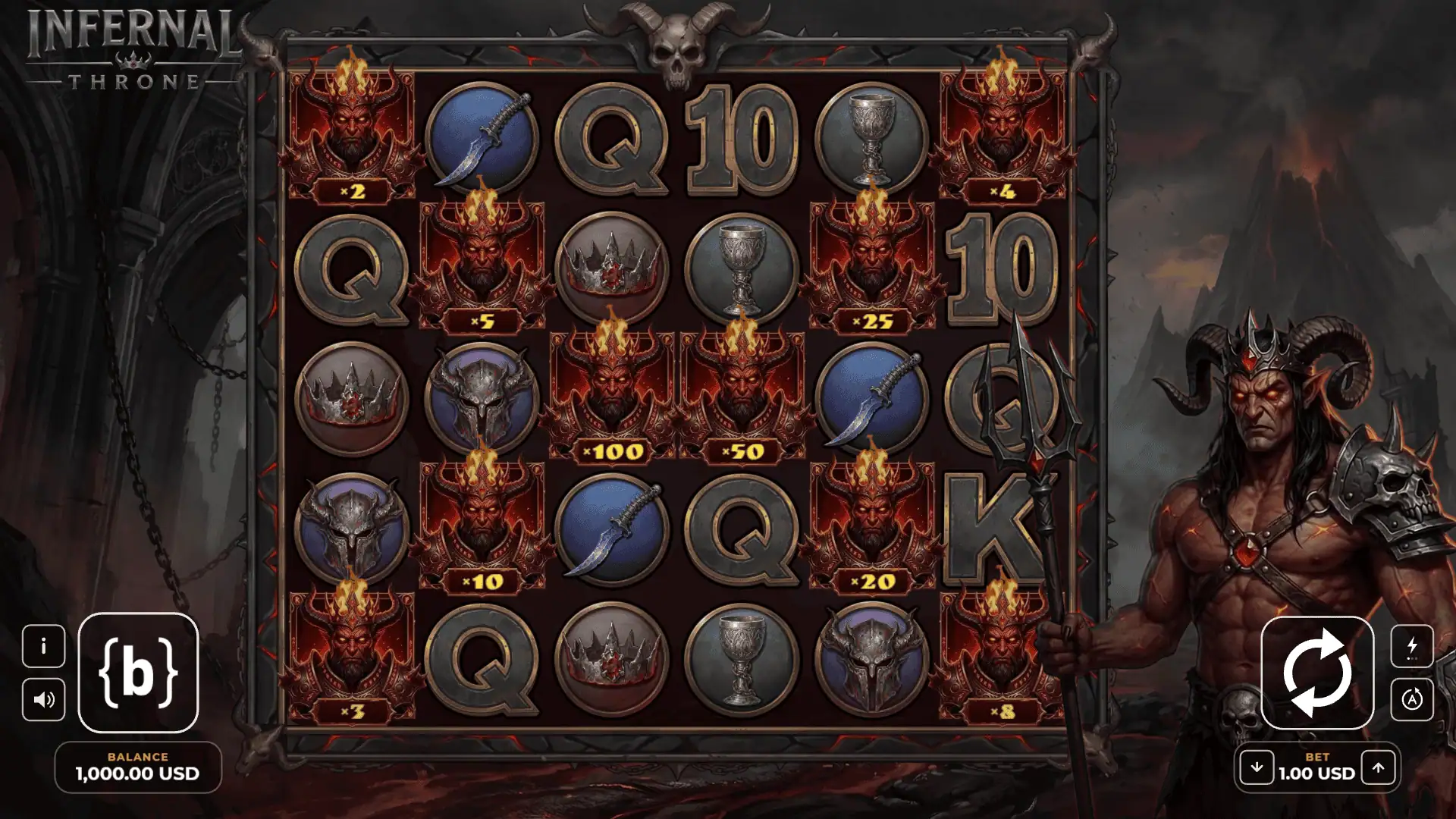 Infernal Throne slot gameplay reels