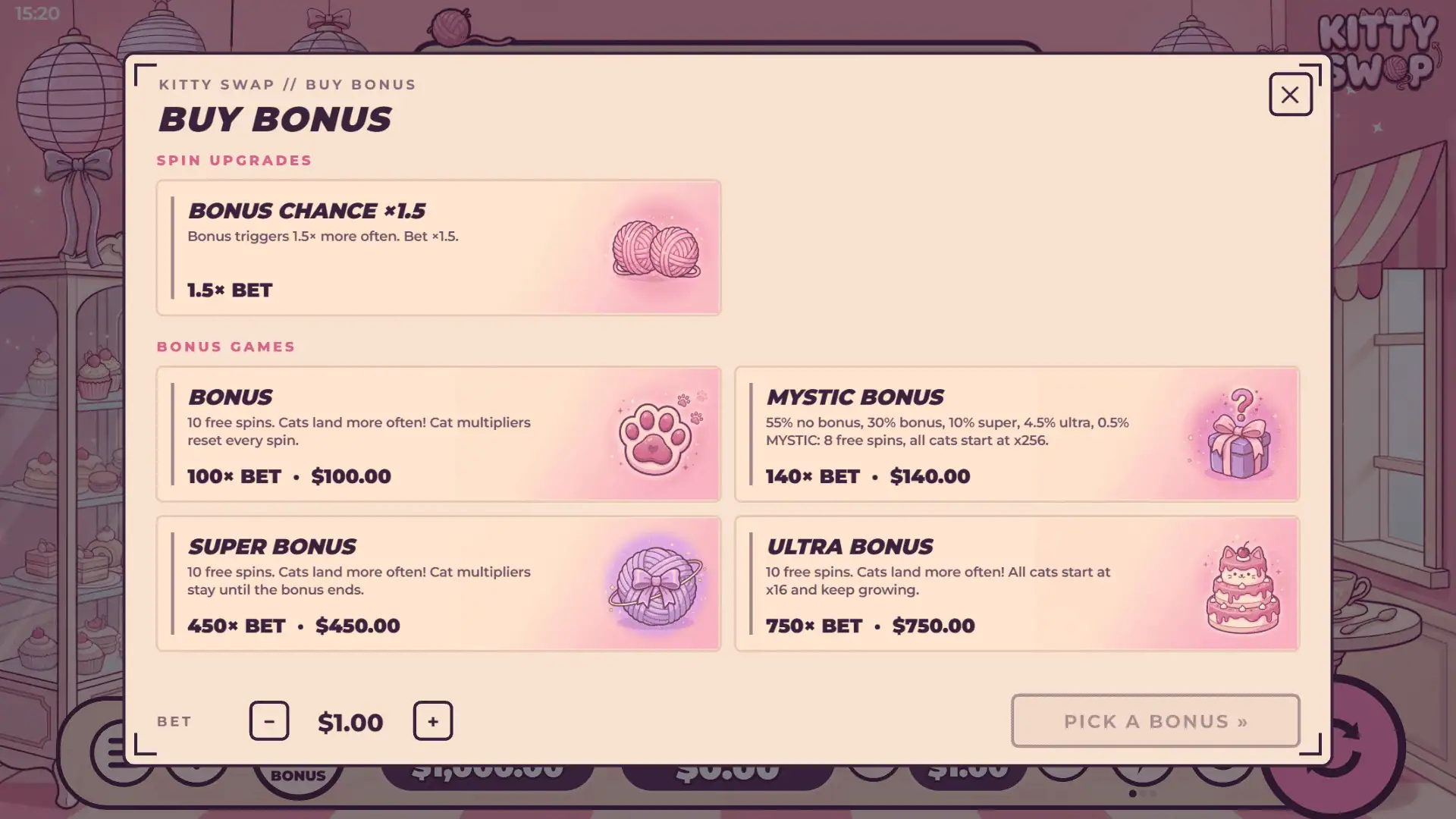 Kitty Swap bonus buy menu