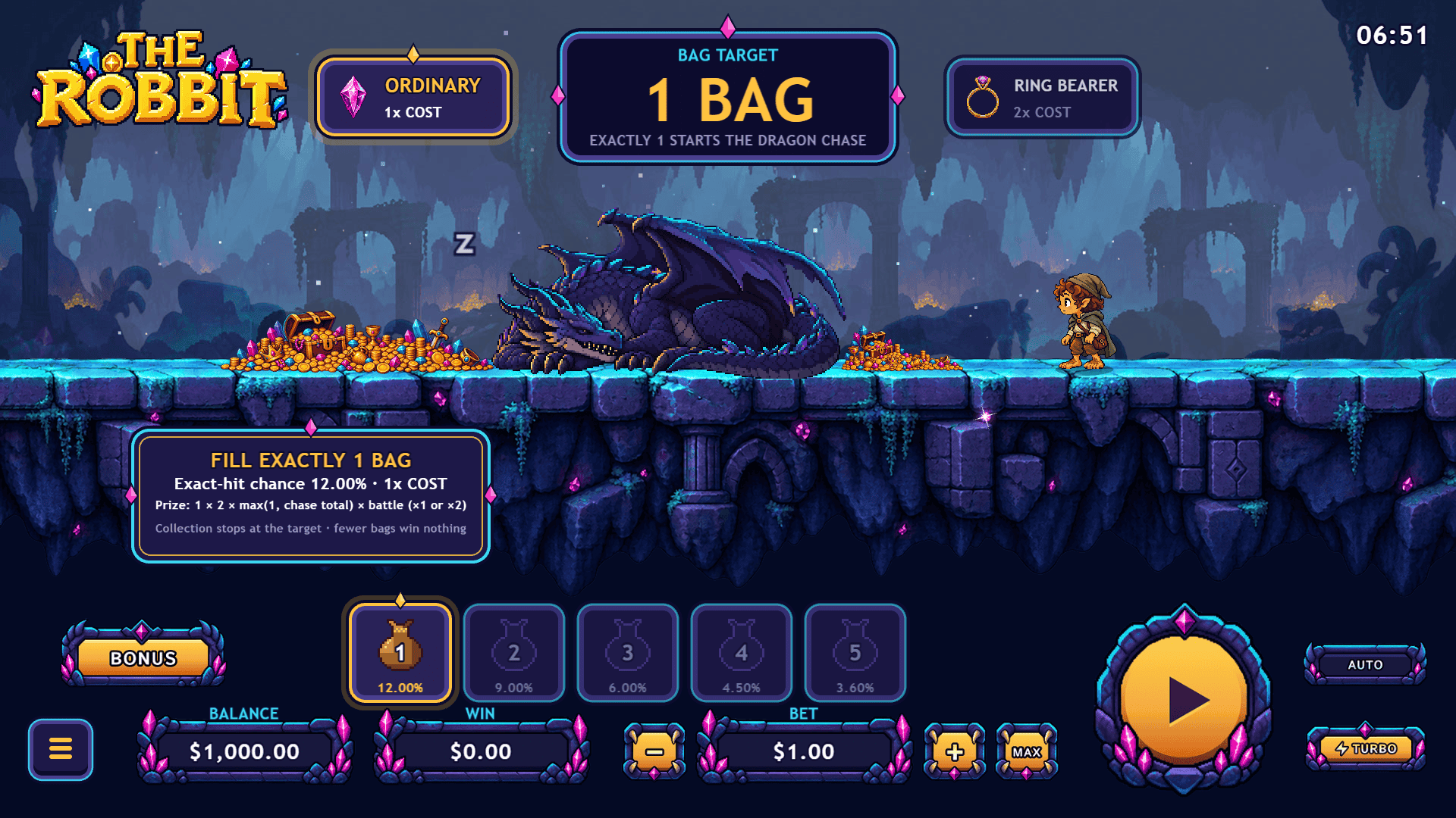 The Robbit bag target and sleeping dragon