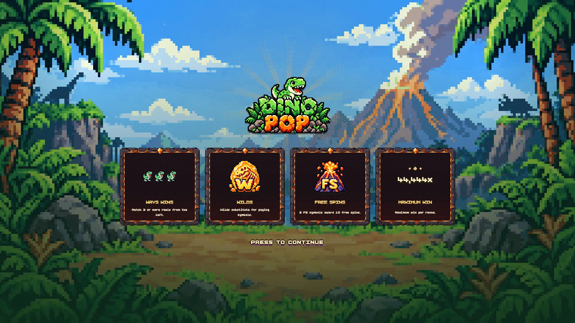 Dino Pop slot intro screen