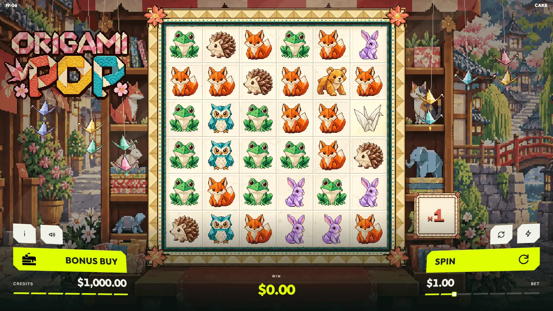 Origami Pop slot gameplay reels