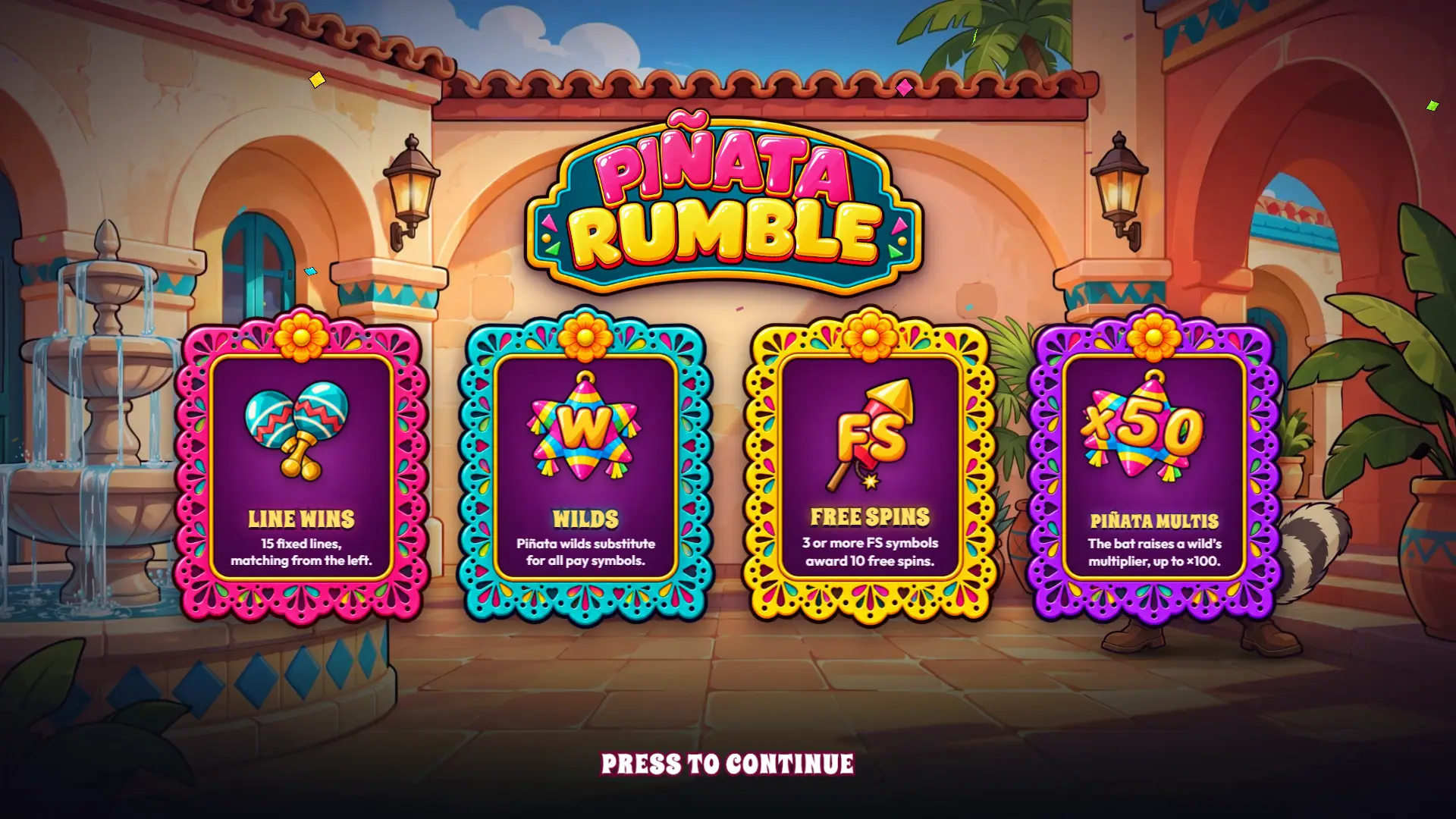 Pi&ntilde;ata Rumble slot intro screen