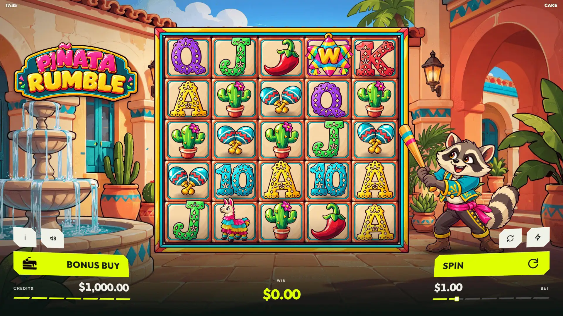 Pi&ntilde;ata Rumble slot gameplay reels