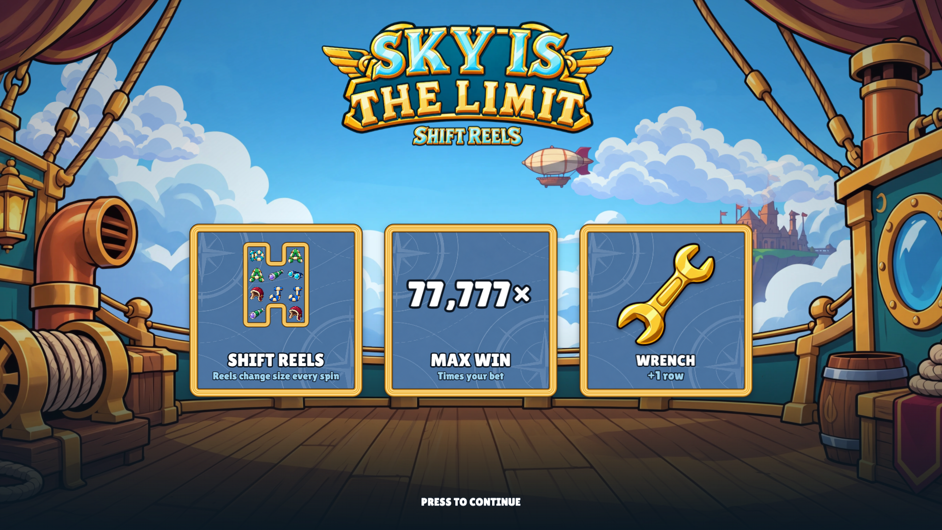 Sky Is The Limit slot intro screen