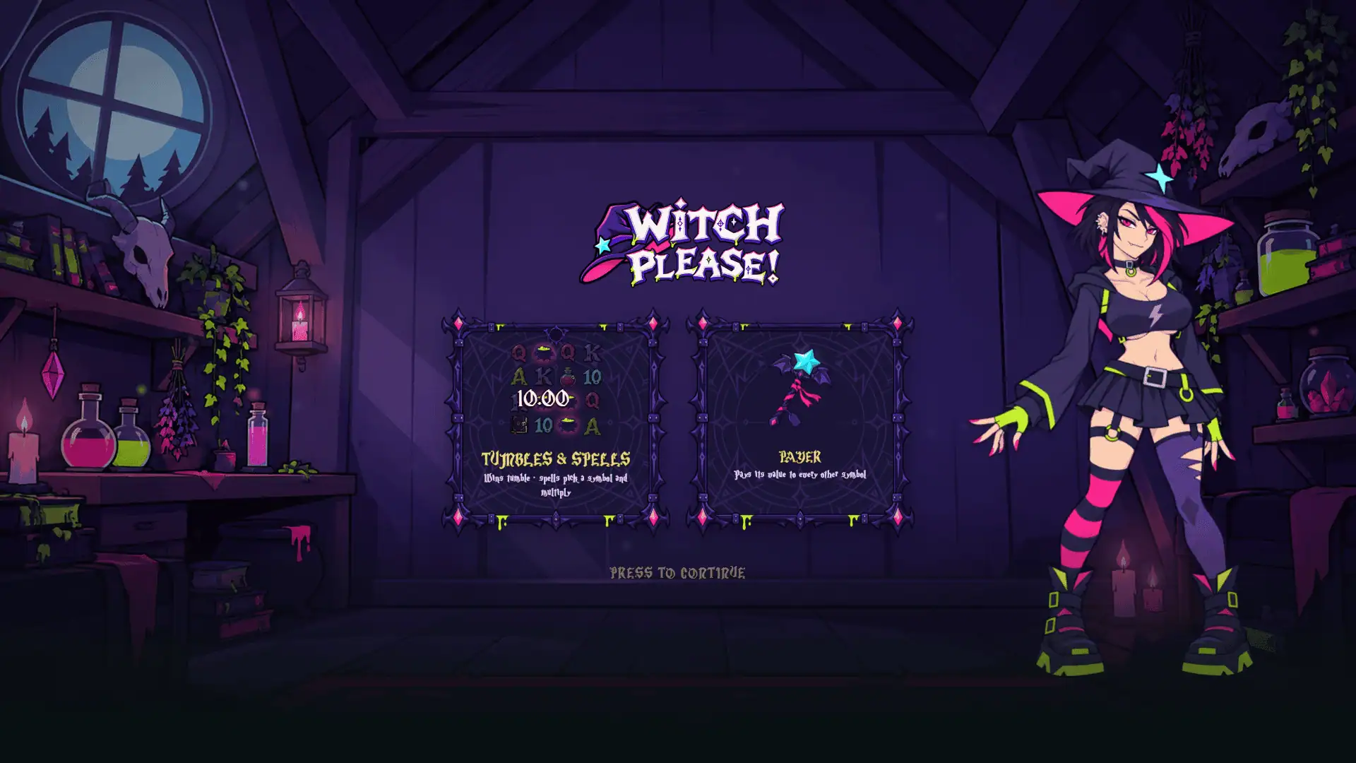 Witch Please! slot intro screen