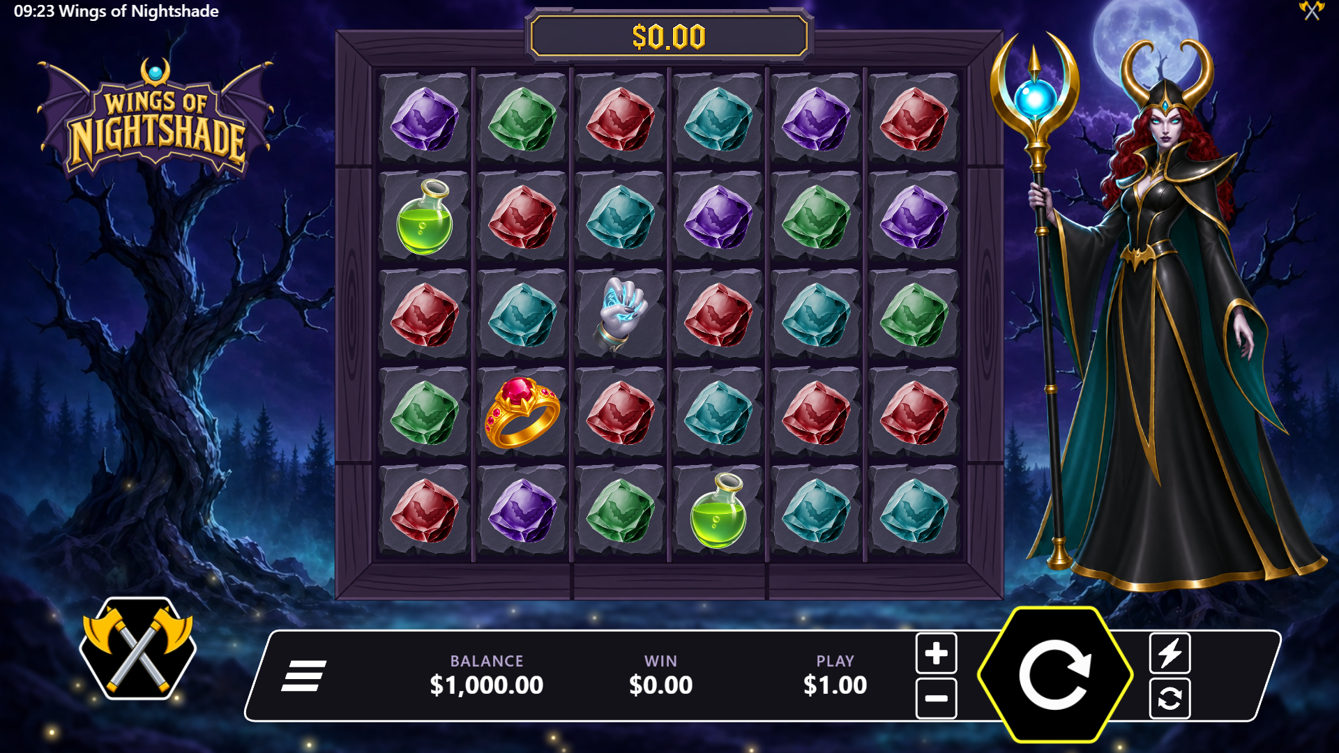 Wings of Nightshade slot gameplay reels