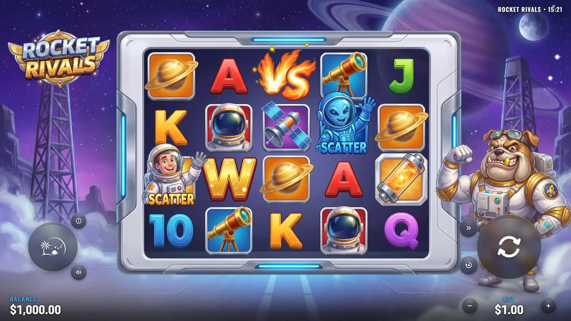 Rocket Rivals slot gameplay reels