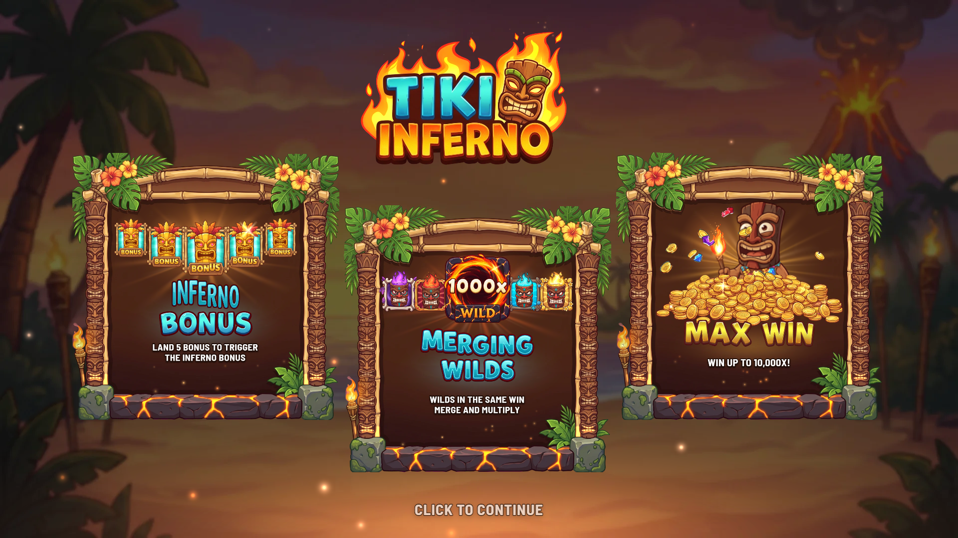 Tiki Inferno slot intro screen