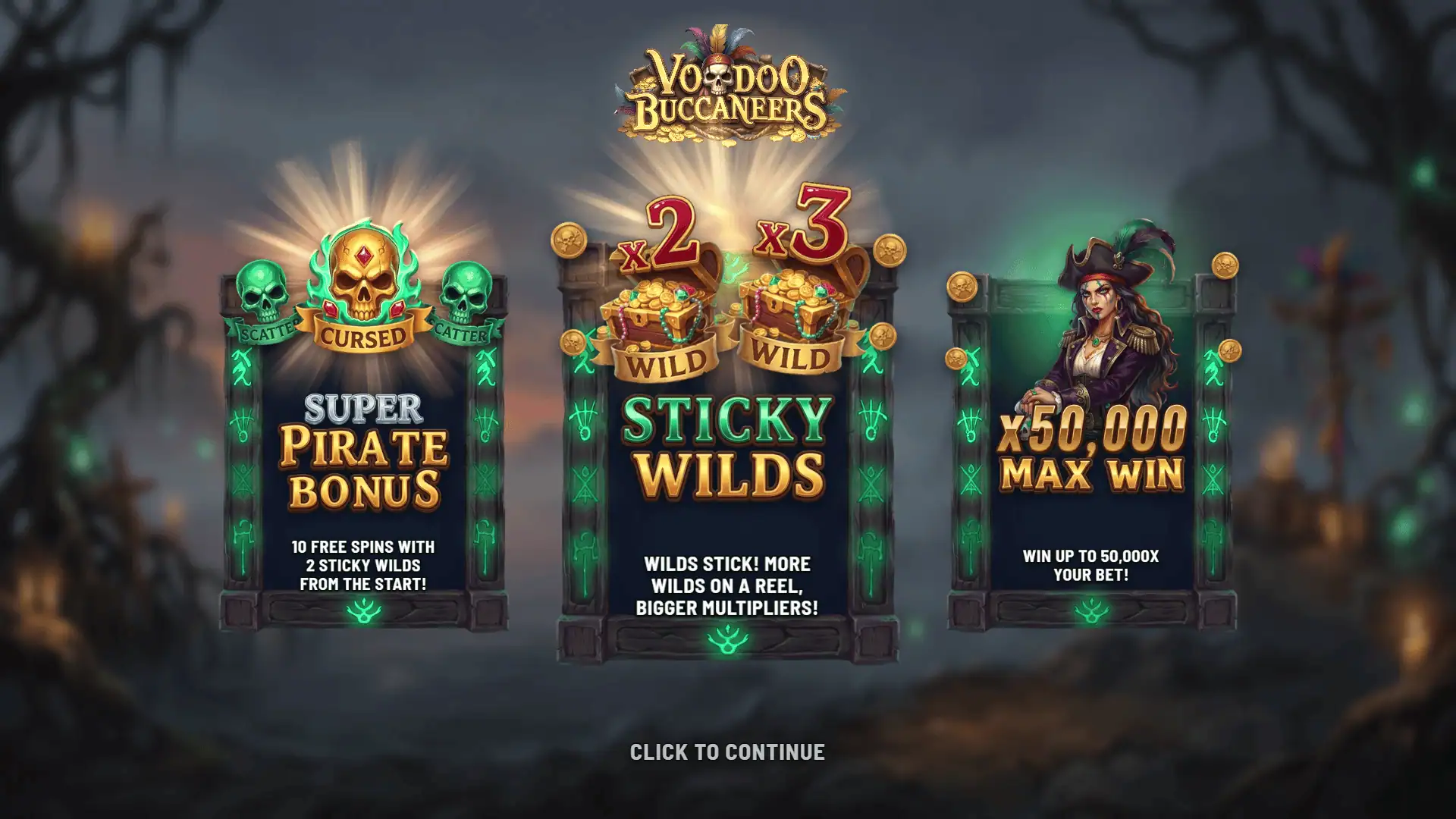 Voodoo Buccaneers slot intro screen