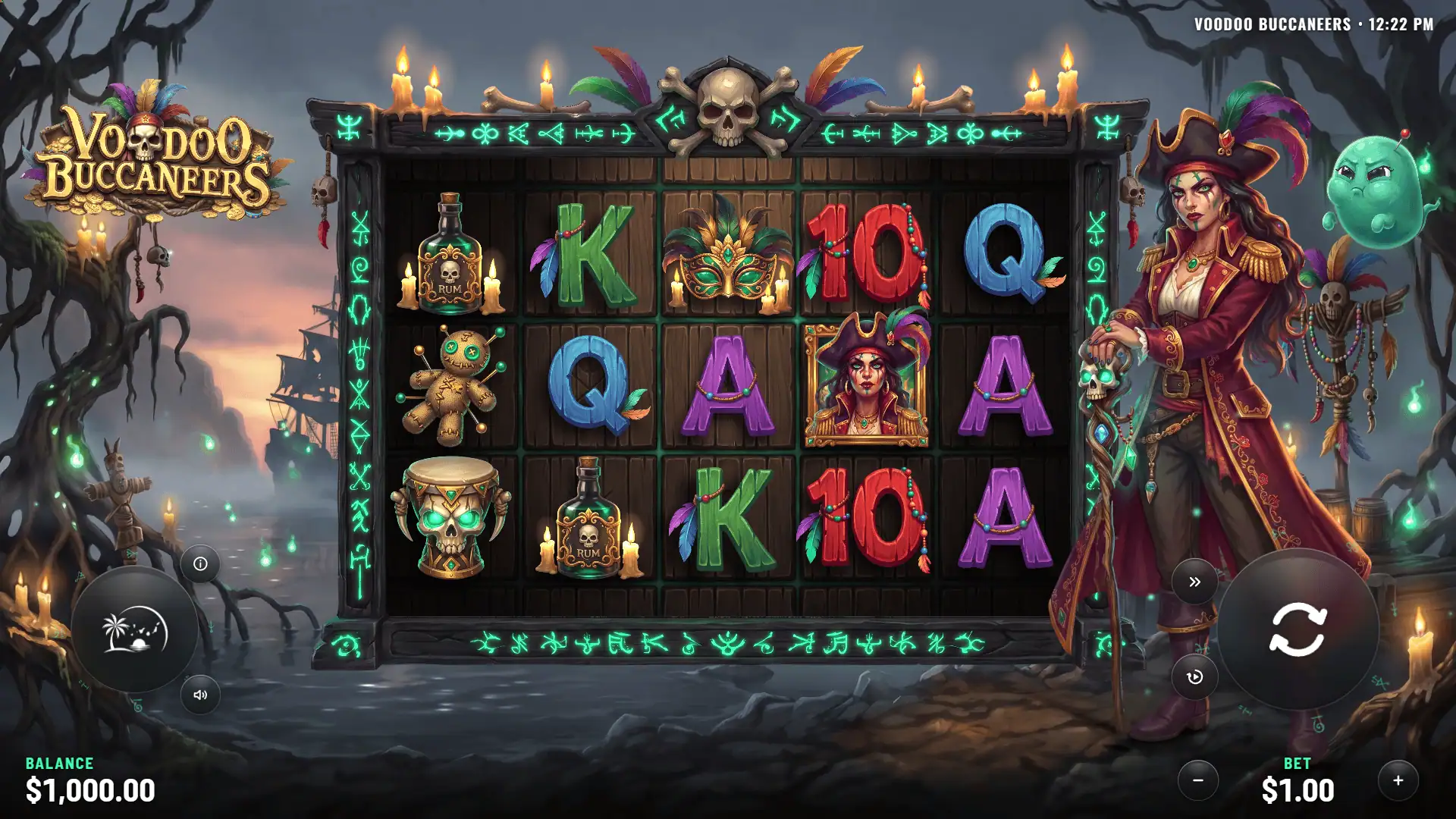 Voodoo Buccaneers slot gameplay reels