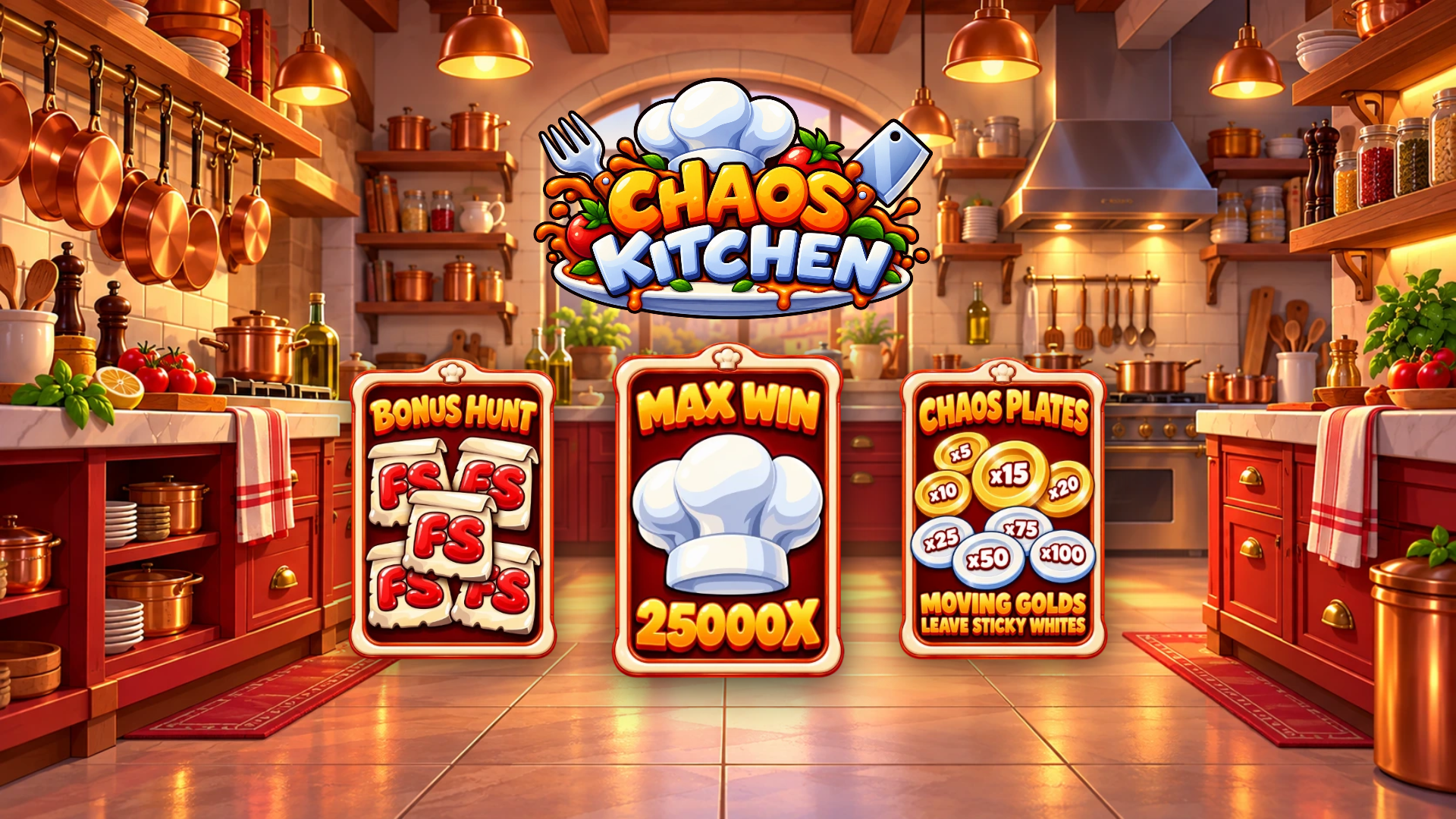 Chaos Kitchen slot intro screen