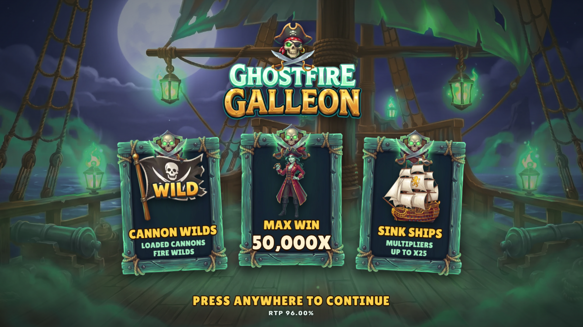 Ghostfire Galleon slot intro screen