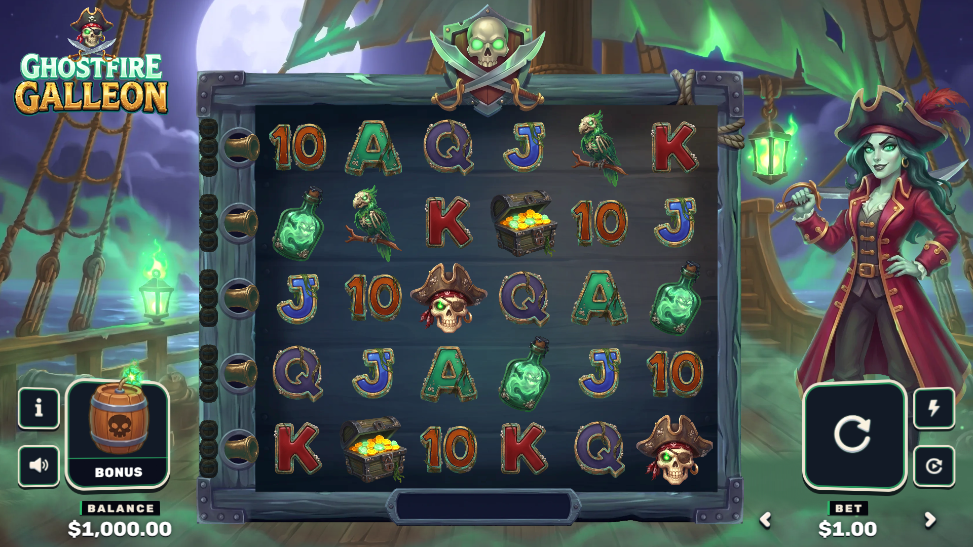 Ghostfire Galleon slot gameplay reels