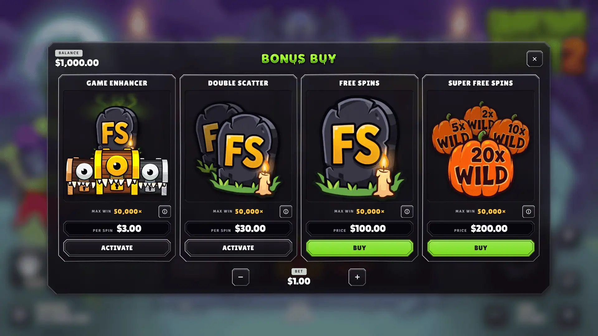 Graveyard Shift 2 bonus buy menu