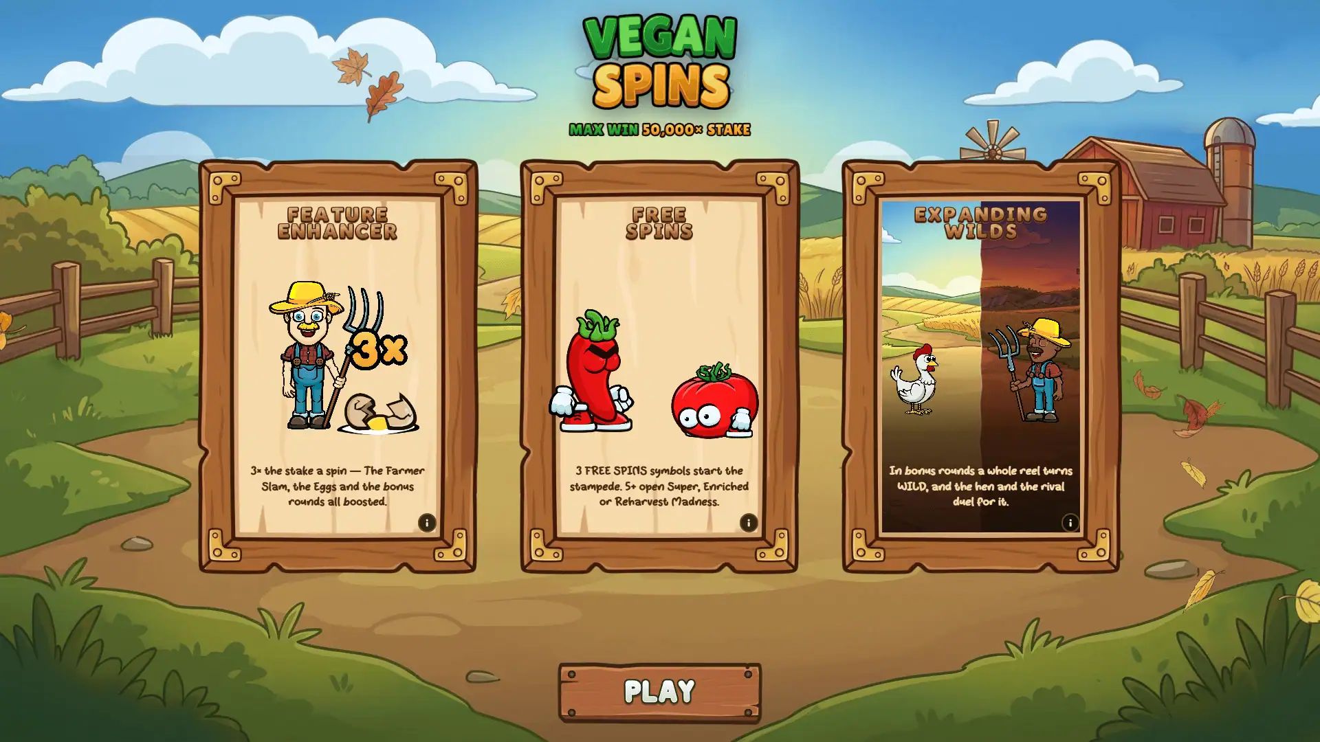 Vegan Spins slot intro screen