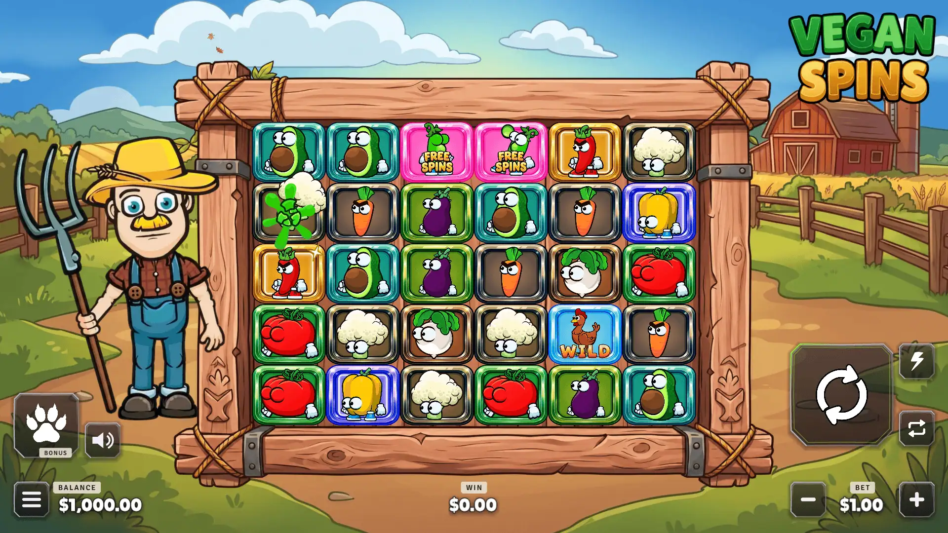 Vegan Spins slot gameplay reels