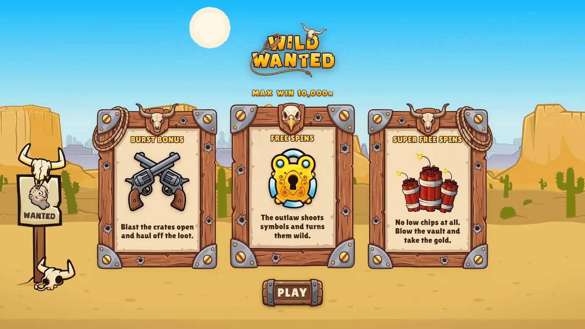 Wild Wanted slot intro screen