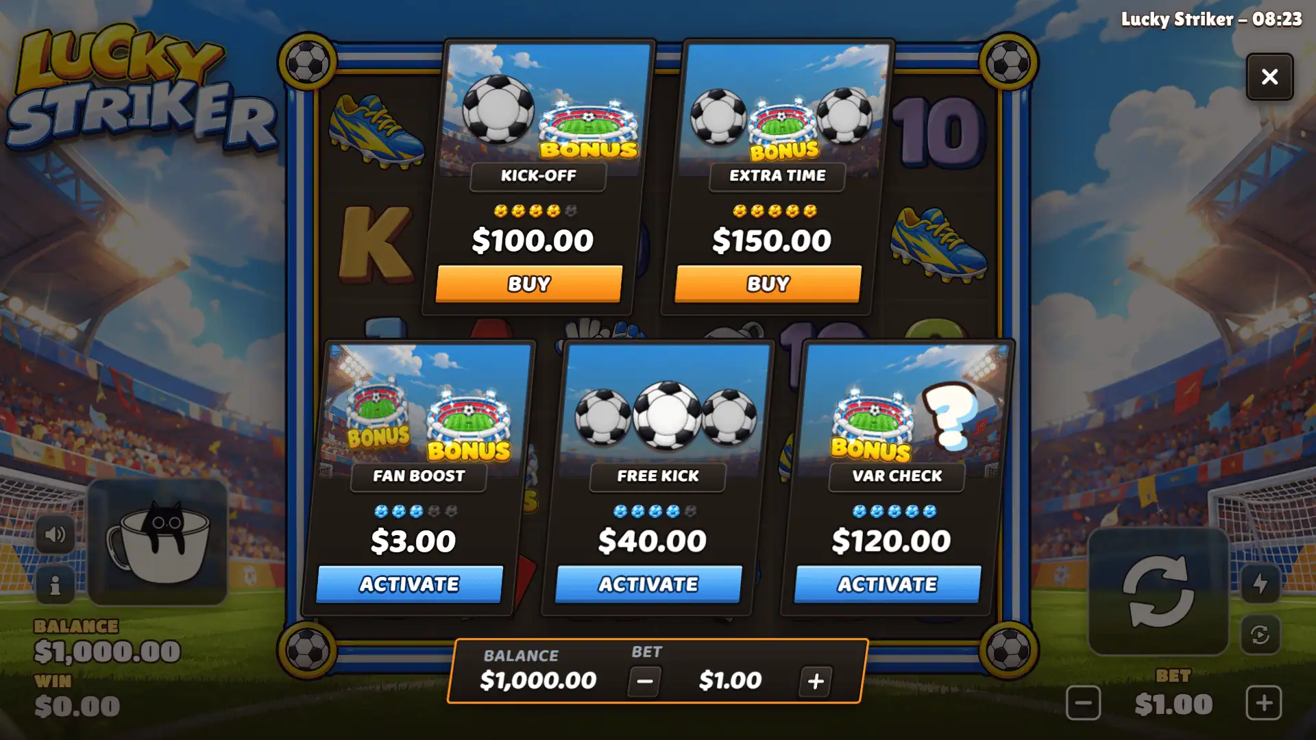 Lucky Striker bonus buy menu