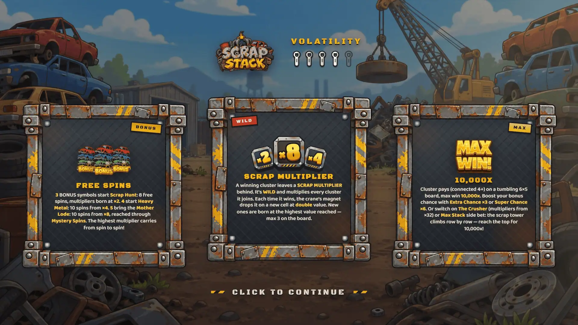 Scrap Stack slot intro screen