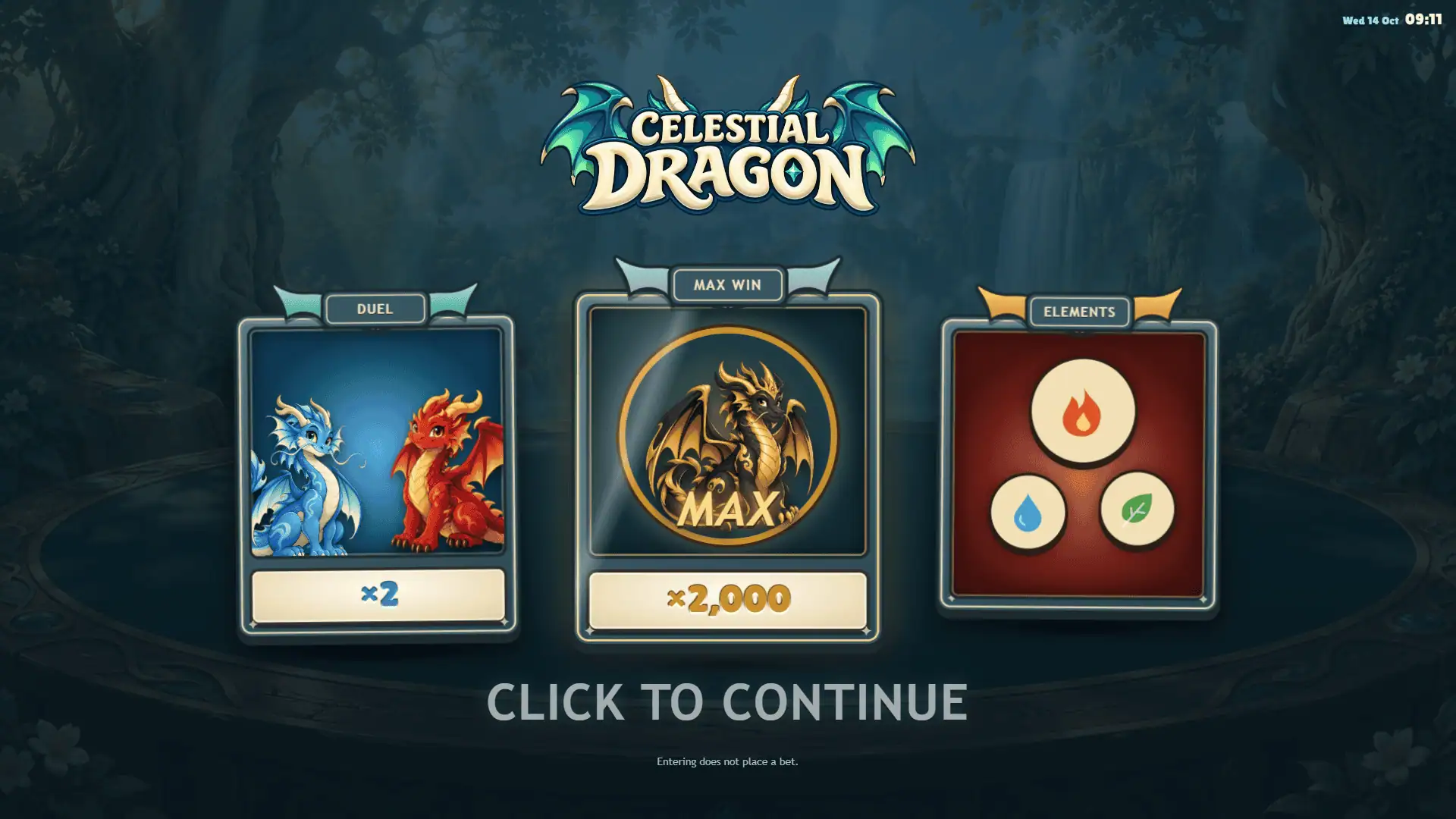 Celestial Dragon slot intro screen