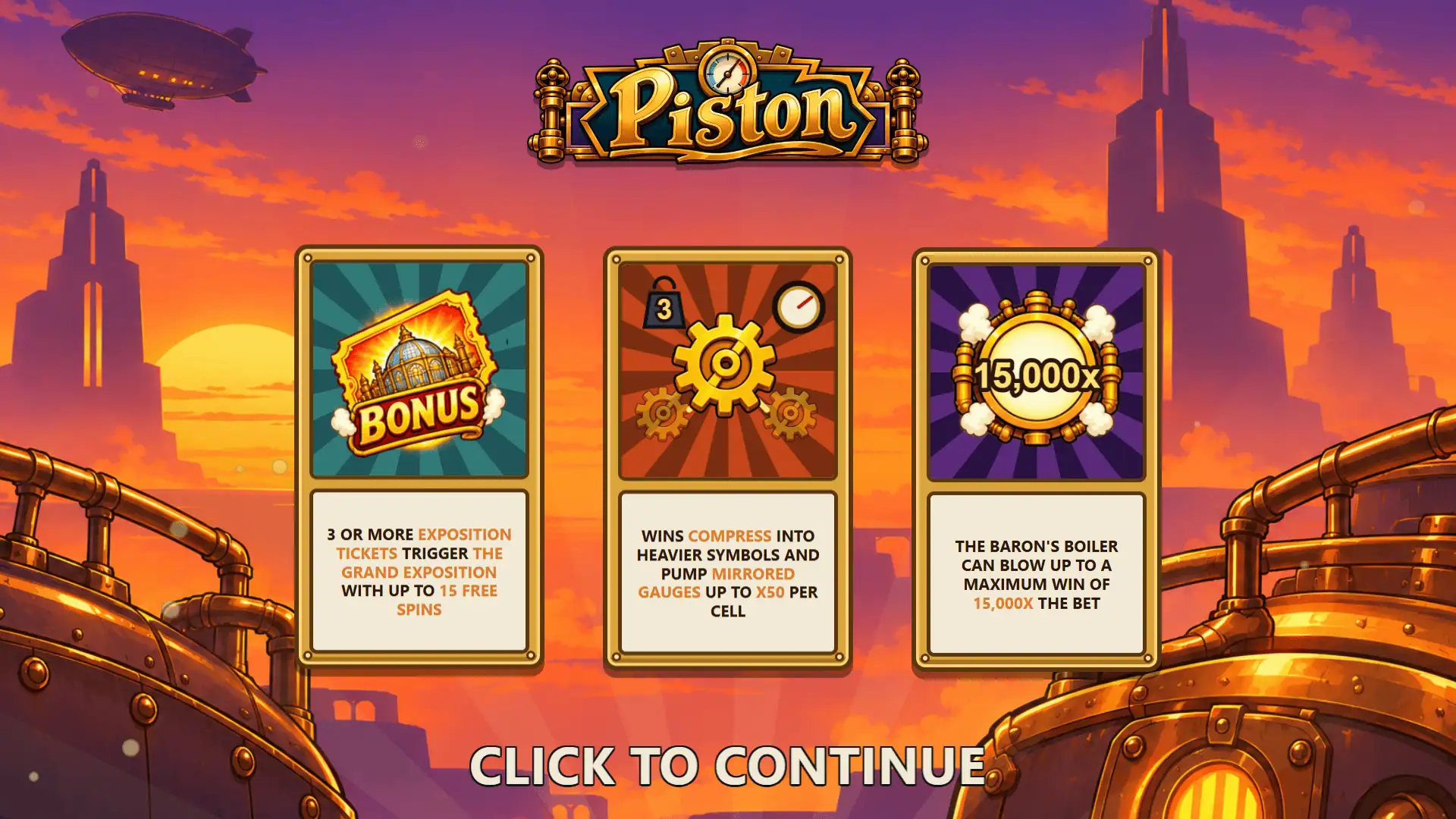 Piston slot intro screen