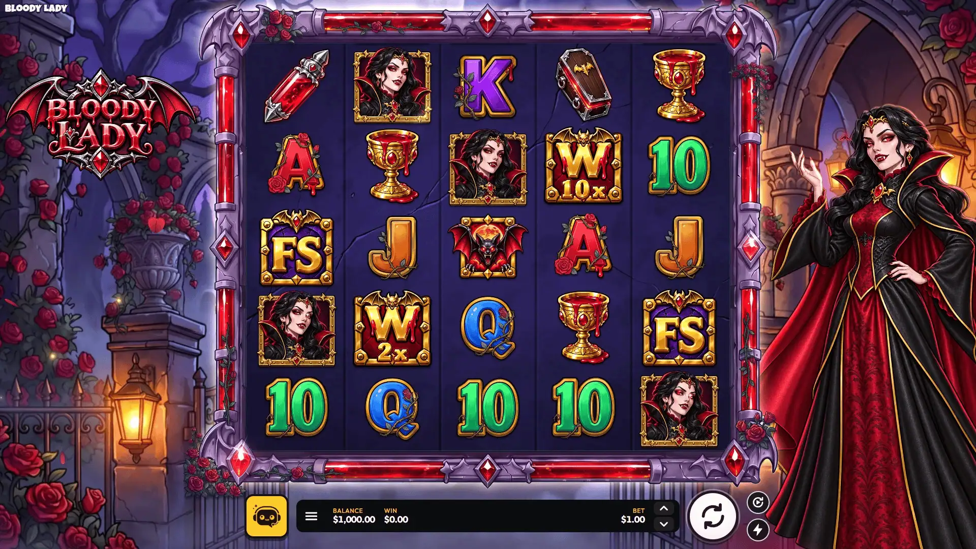Bloody Lady slot gameplay reels