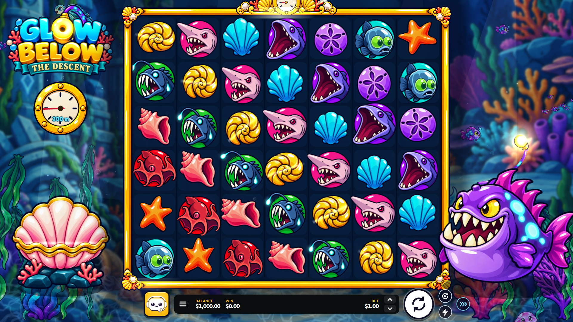 Glow Below slot gameplay reels