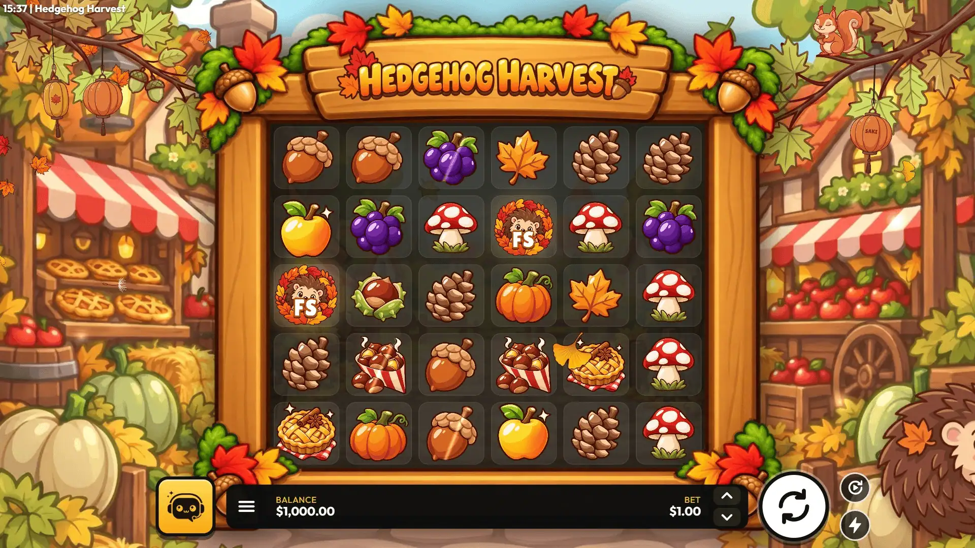 Hedgehog Harvest slot gameplay reels