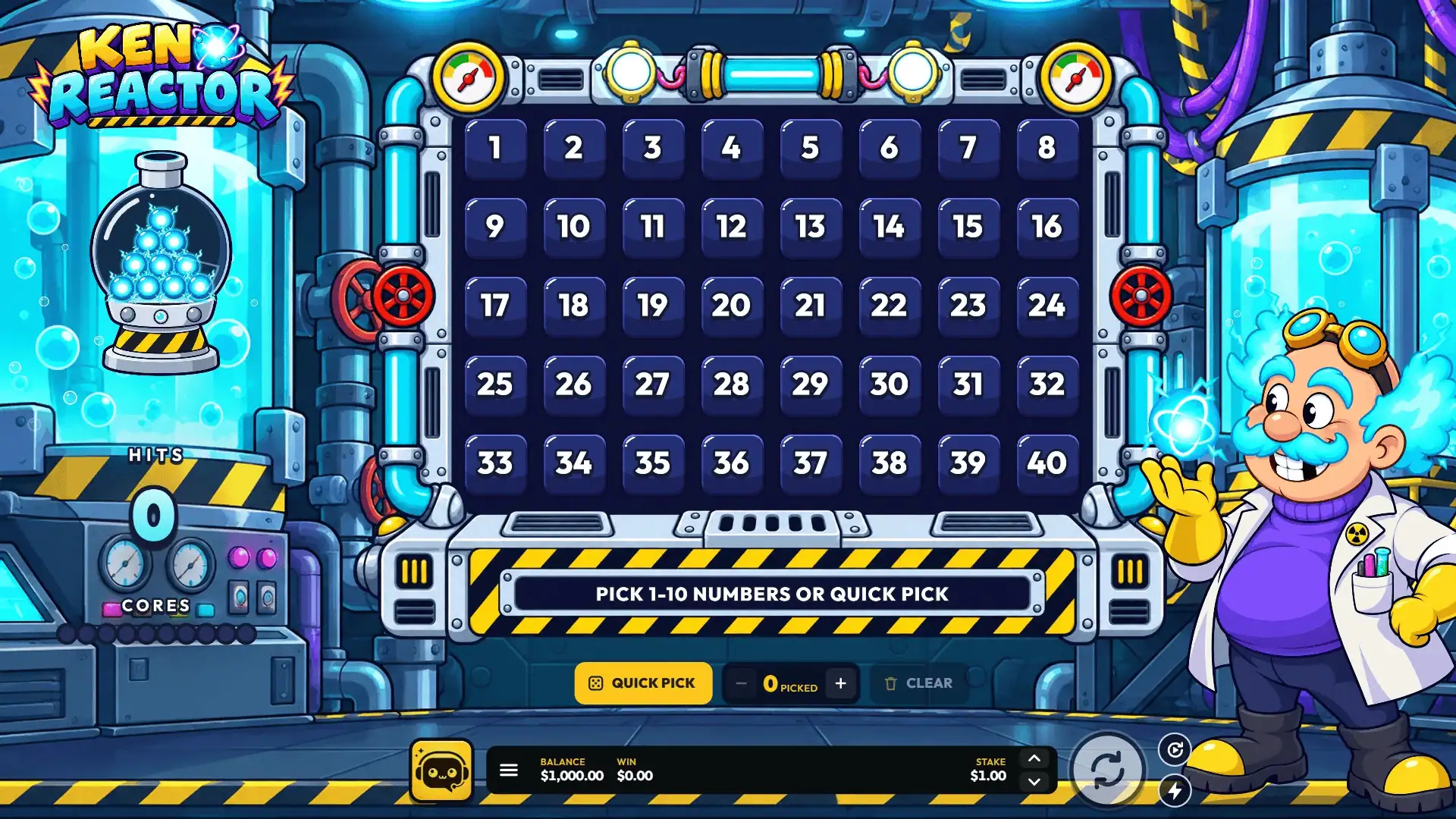 Keno Reactor slot gameplay reels
