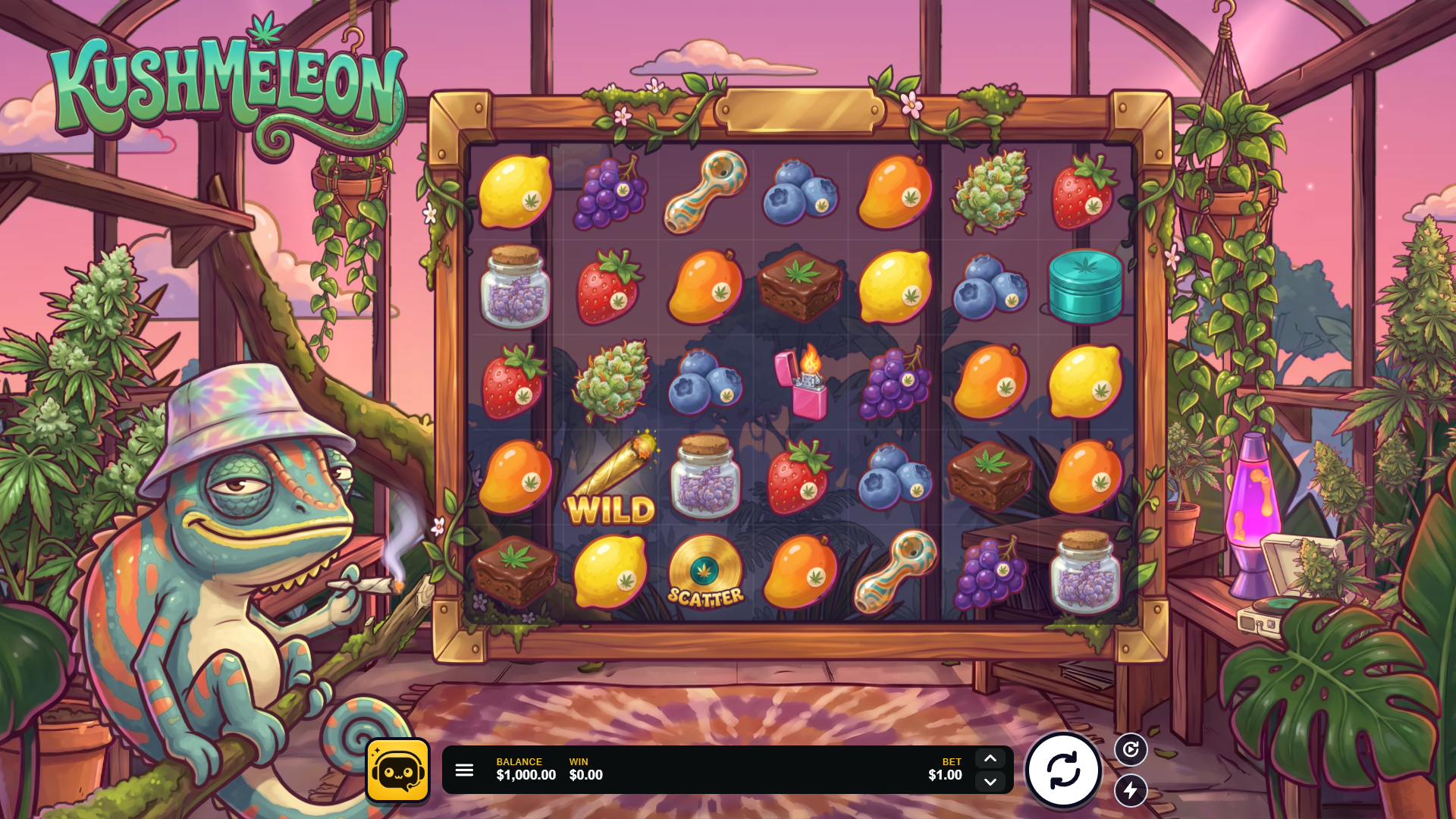 Kushmeleon slot gameplay reels