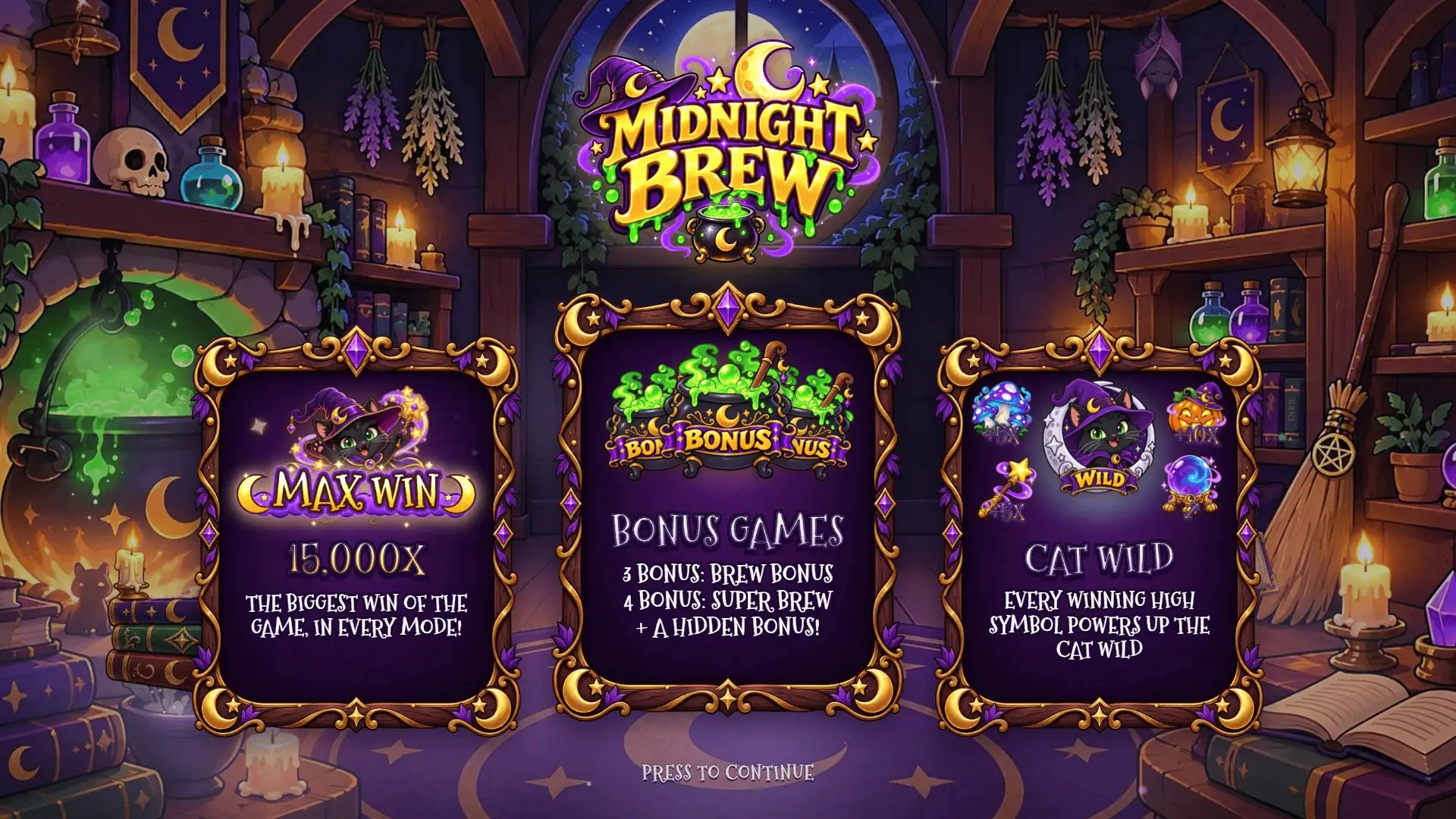 Midnight Brew slot intro screen