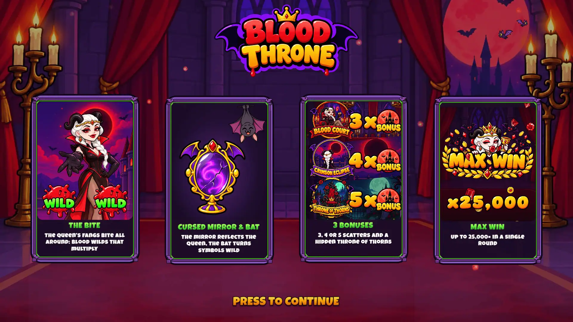 Blood Throne slot intro screen