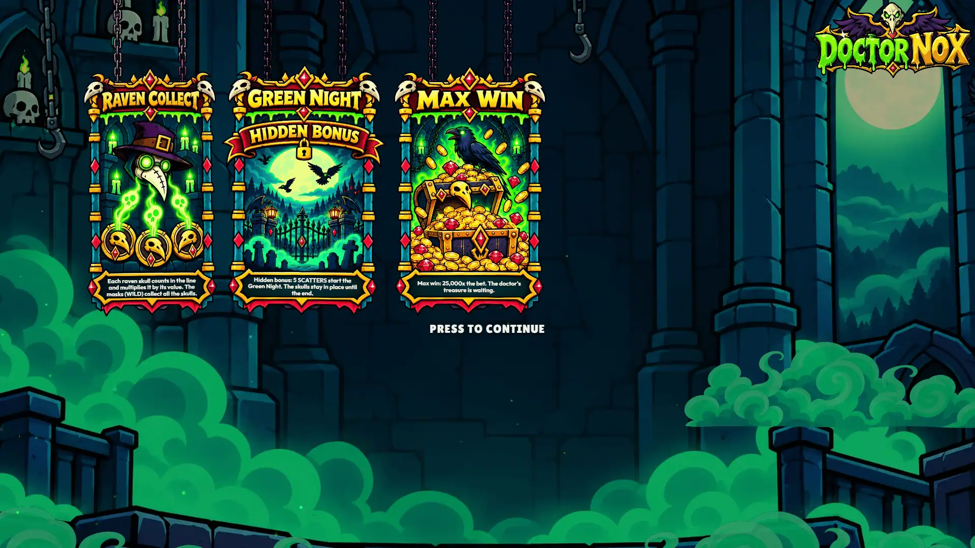 Doctor Nox slot intro screen